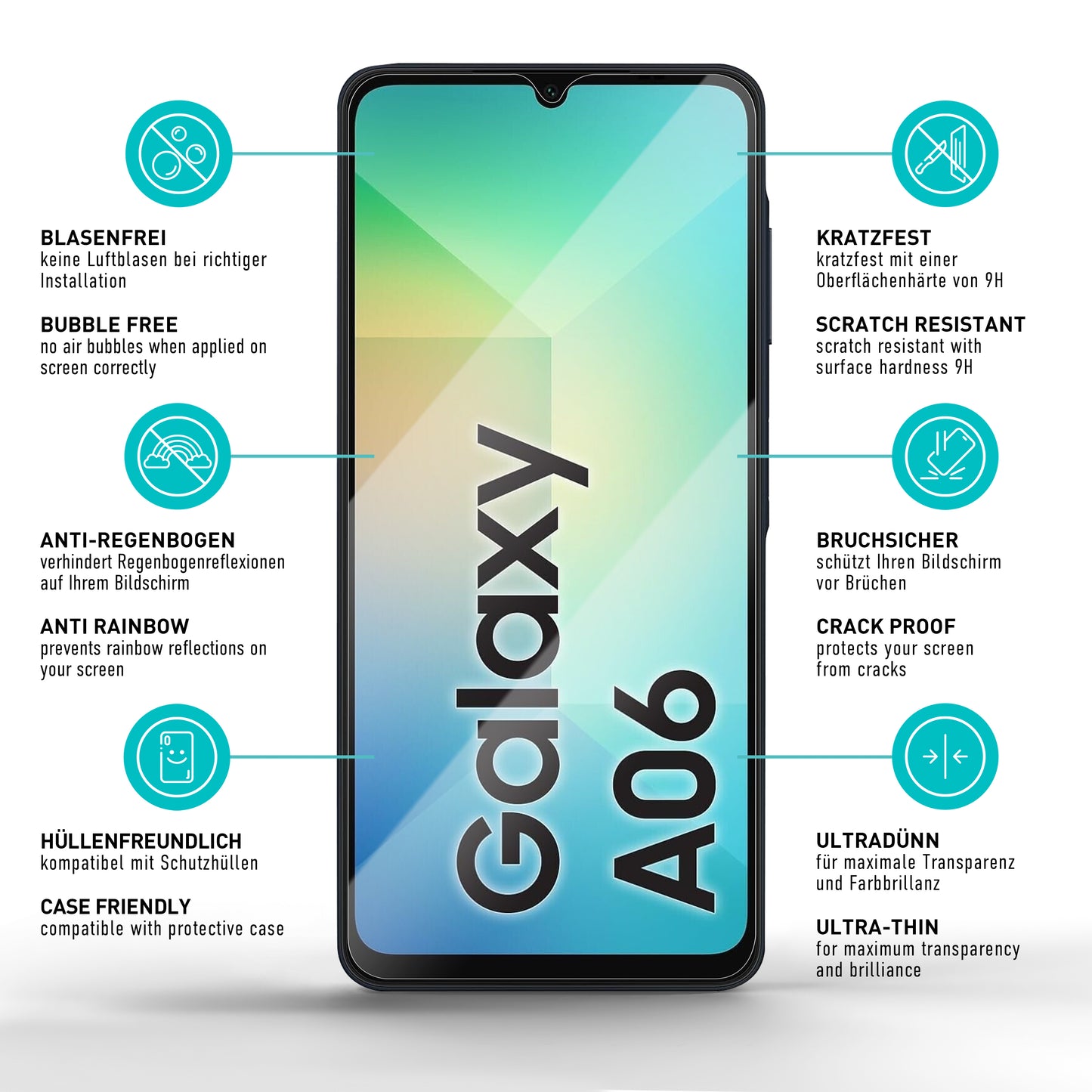 smartect Schutzglas Klar für Samsung Galaxy A06, 3 Stück