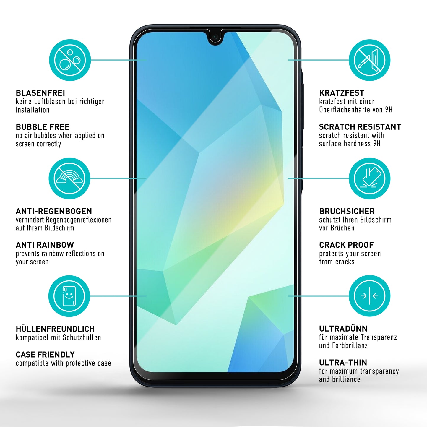 smartect protective glass clear for Samsung Galaxy A16, 3 pieces