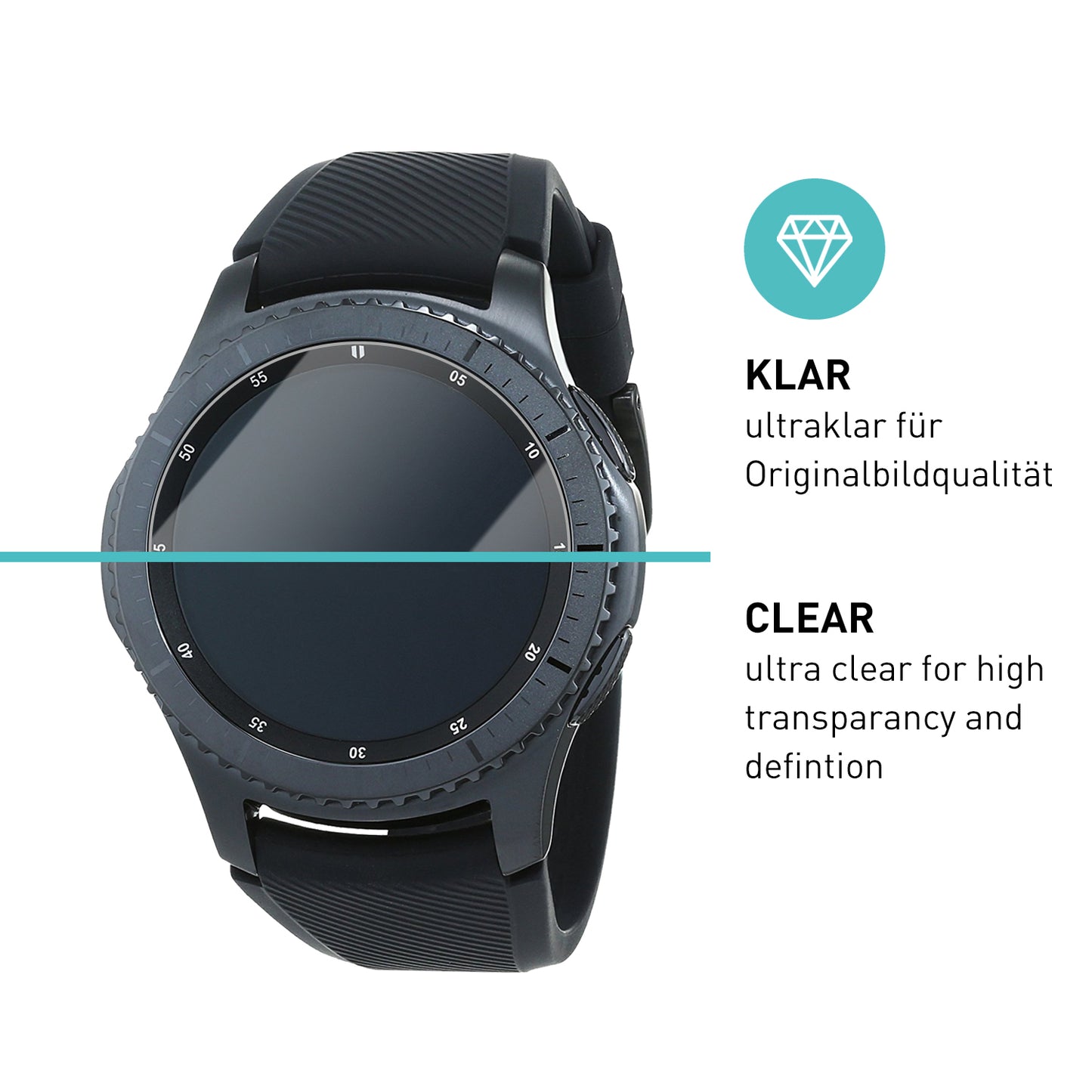 smartect Protective Glass Clear for Samsung Galaxy Gear S3 Frontier / Classic, 3 pieces
