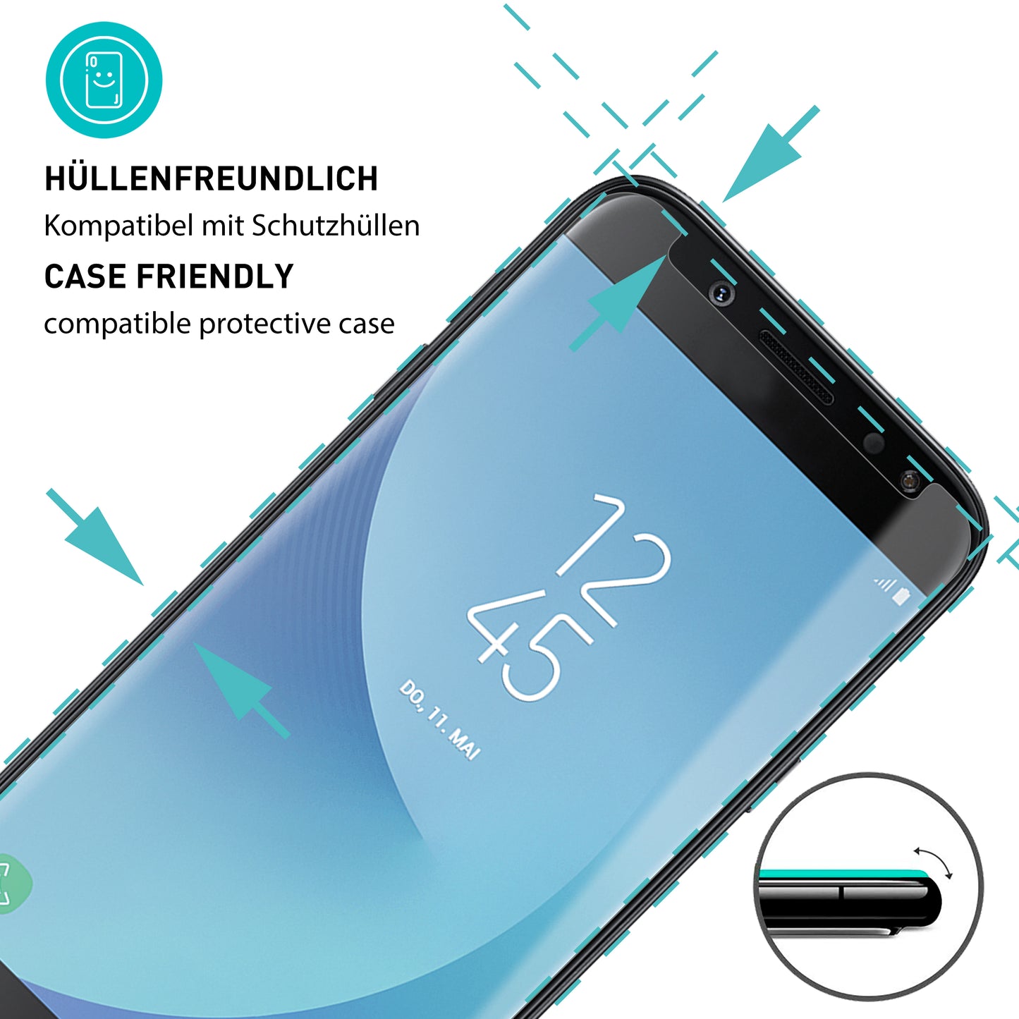 smartect Schutzglas Klar für Samsung Galaxy J3 2017, 3 Stück