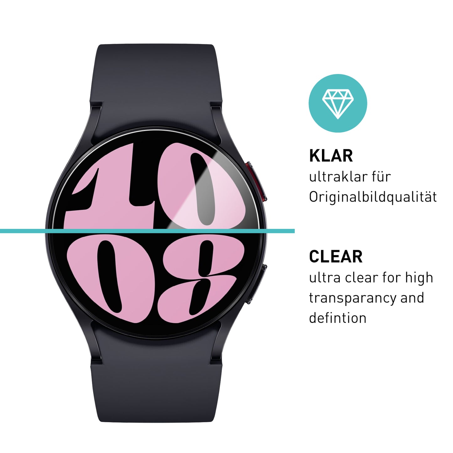 smartect Schutzglas Klar für Samsung Galaxy Watch 6 40mm, 3 Stück