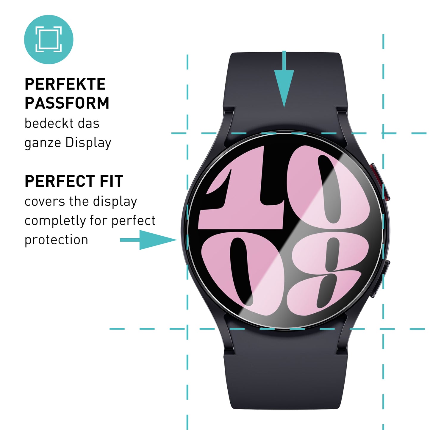 smartect Schutzglas Klar für Samsung Galaxy Watch 6 40mm, 3 Stück