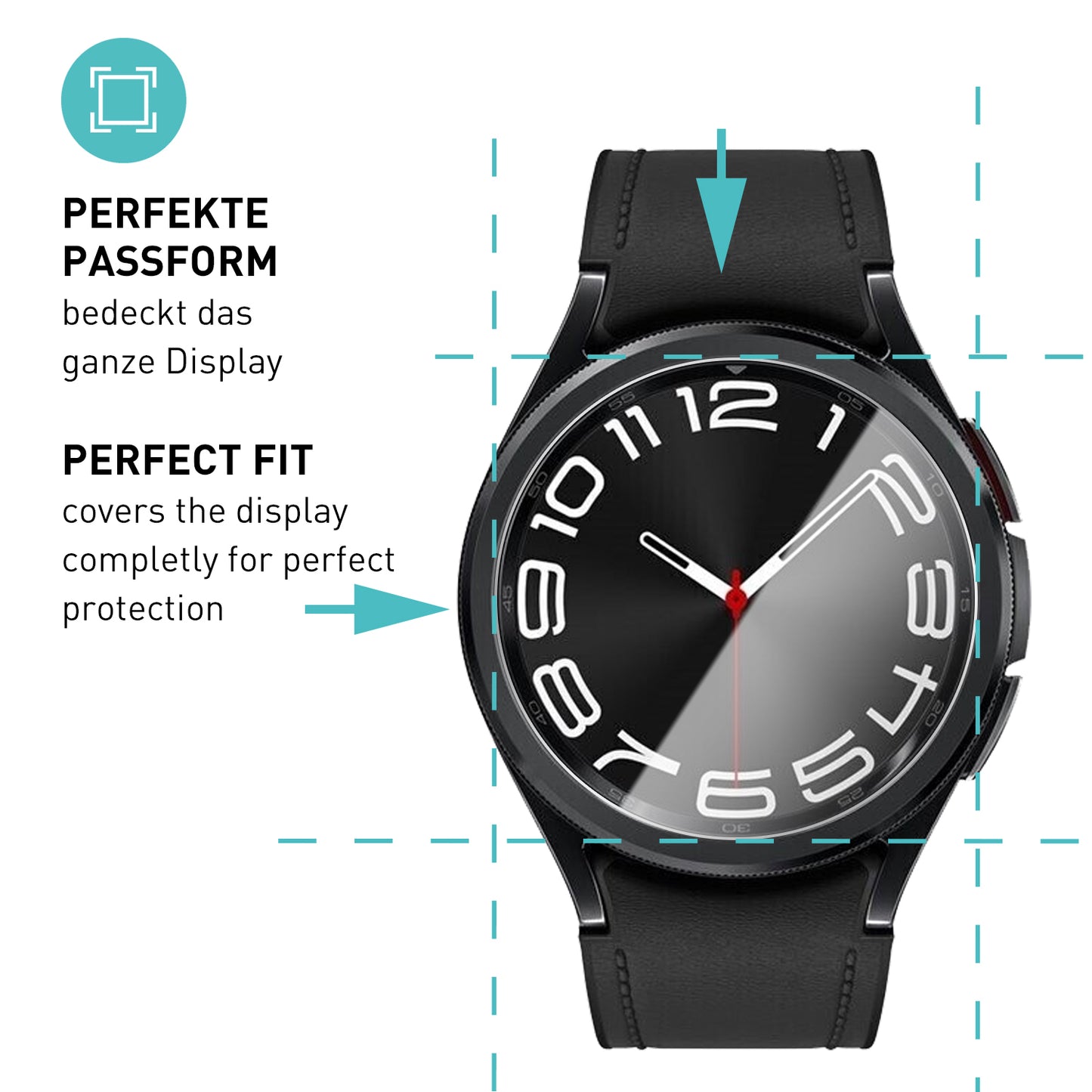 smartect Schutzglas Klar für Samsung Galaxy Watch 6 Classic 43mm, 3 Stück