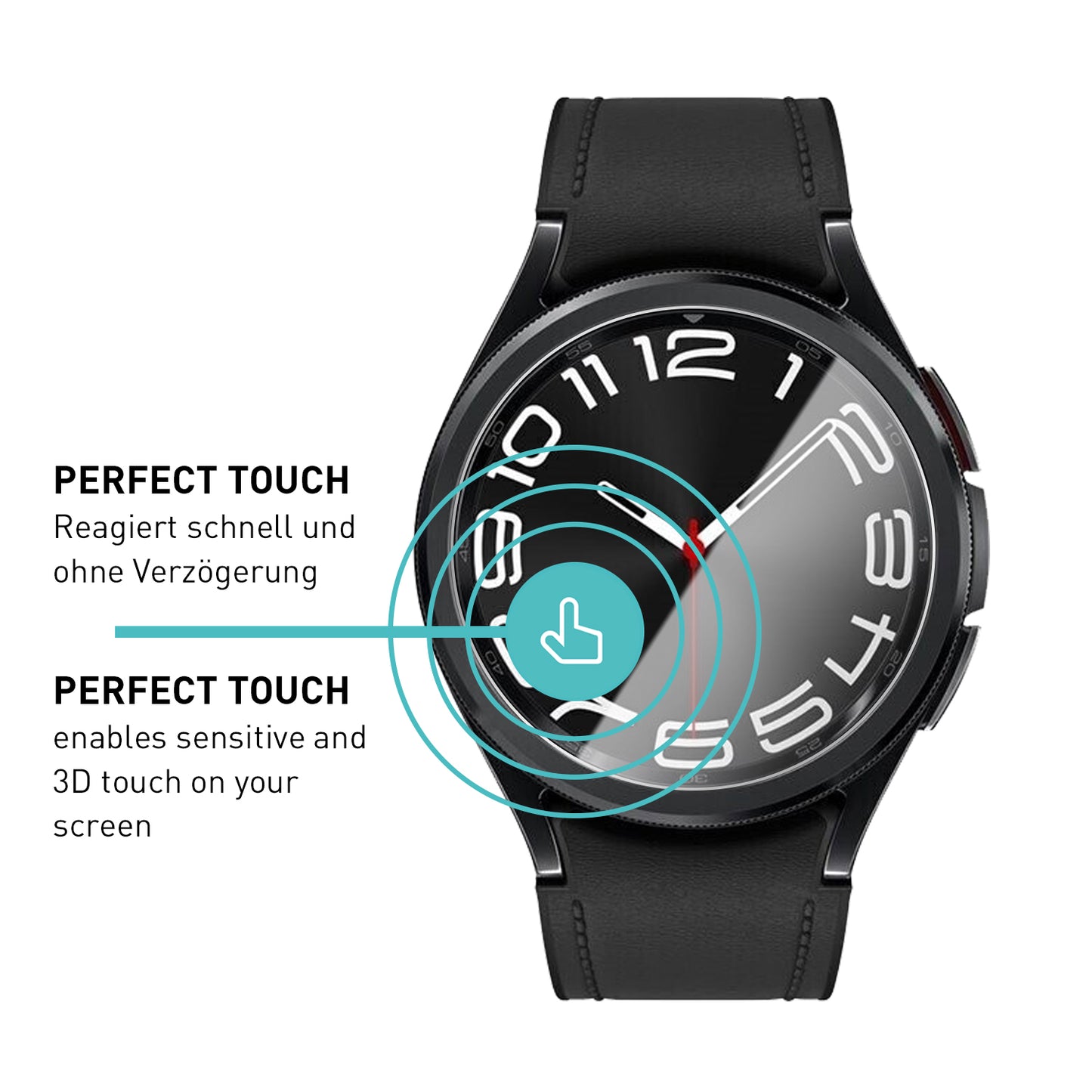 smartect Schutzglas Klar für Samsung Galaxy Watch 6 Classic 43mm, 3 Stück