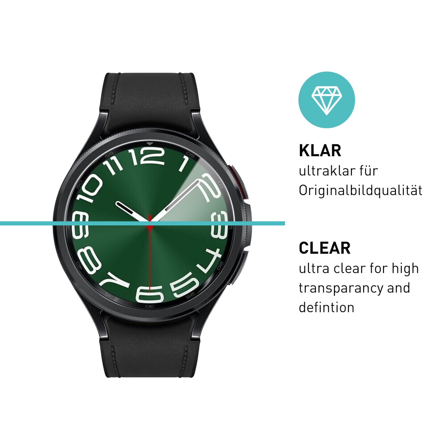 smartect Schutzglas Klar für Samsung Galaxy Watch 6 Classic 47mm, 3 Stück