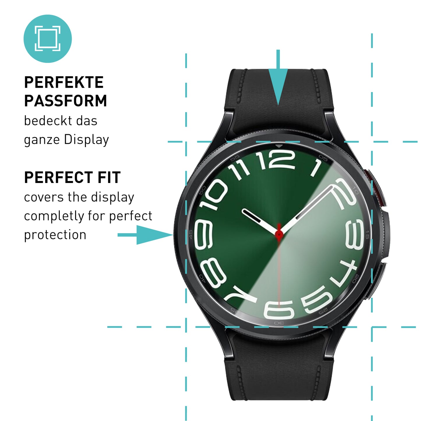 smartect Schutzglas Klar für Samsung Galaxy Watch 6 Classic 47mm, 3 Stück
