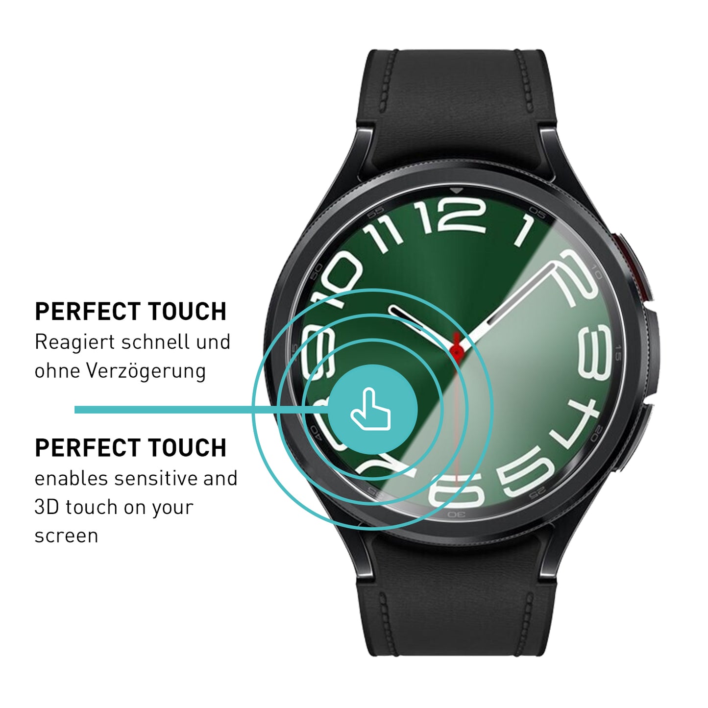 smartect Schutzglas Klar für Samsung Galaxy Watch 6 Classic 47mm, 3 Stück