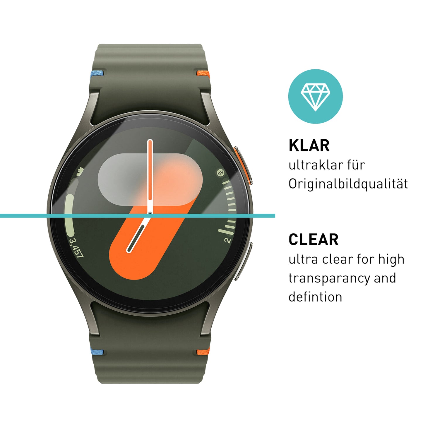 smartect Protective Glass Clear for Samsung Galaxy Watch 7 40mm, 3 pieces
