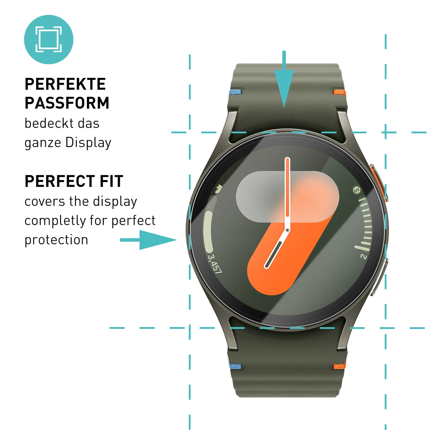 smartect Protective Glass Clear for Samsung Galaxy Watch 7 40mm, 3 pieces