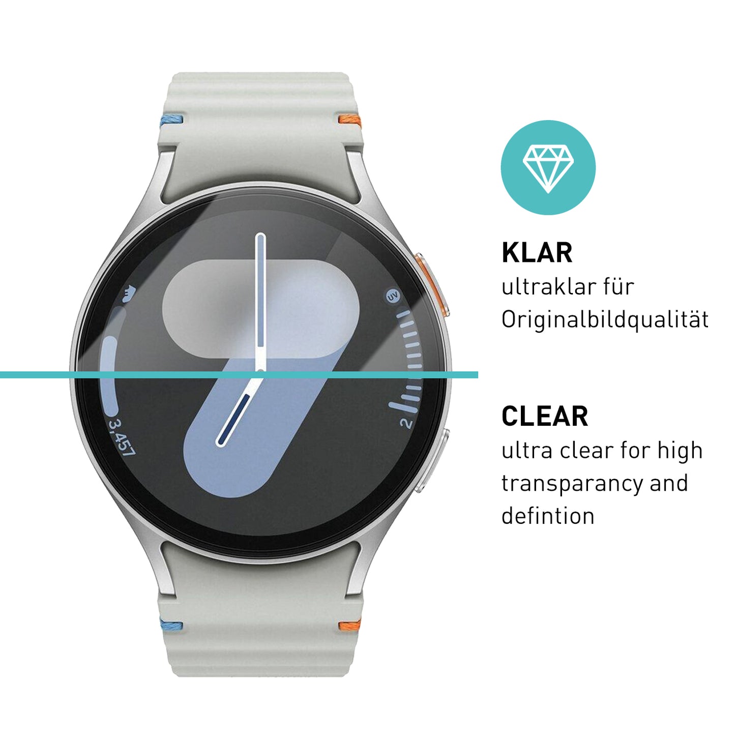 smartect Protective Glass Clear for Samsung Galaxy Watch 7 44mm, 3 pieces
