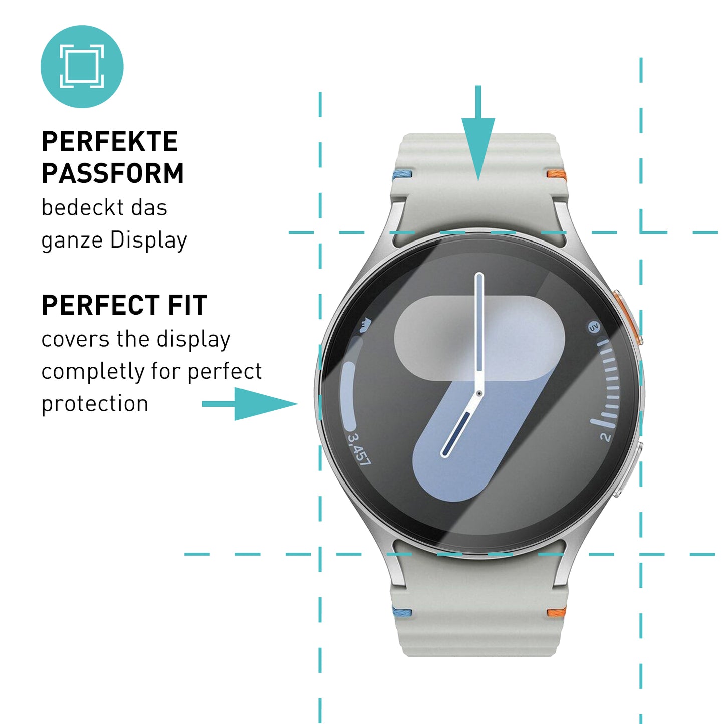 smartect Protective Glass Clear for Samsung Galaxy Watch 7 44mm, 3 pieces