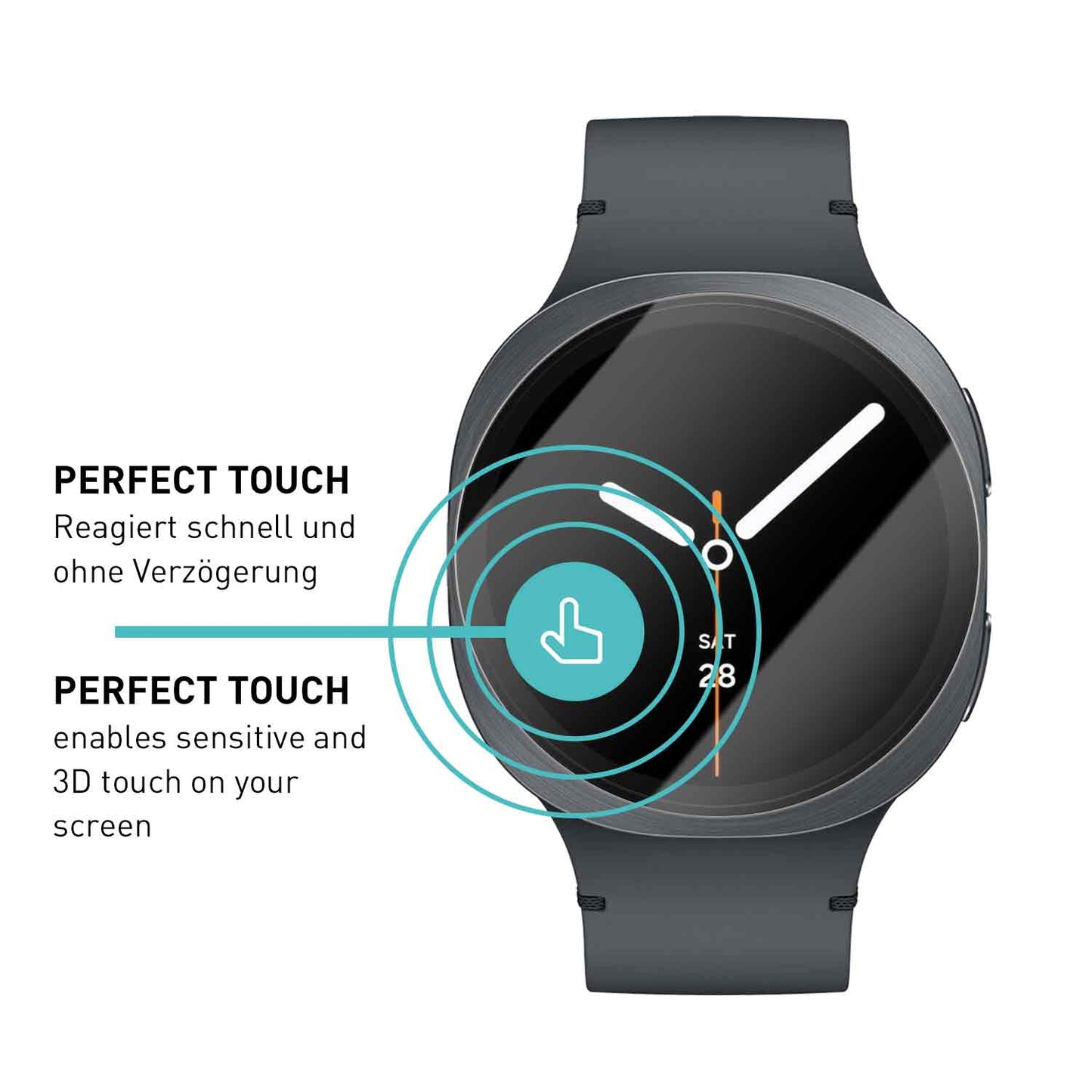 smartect Schutzglas Klar für Samsung Galaxy Watch 8 44mm, 3 Stück