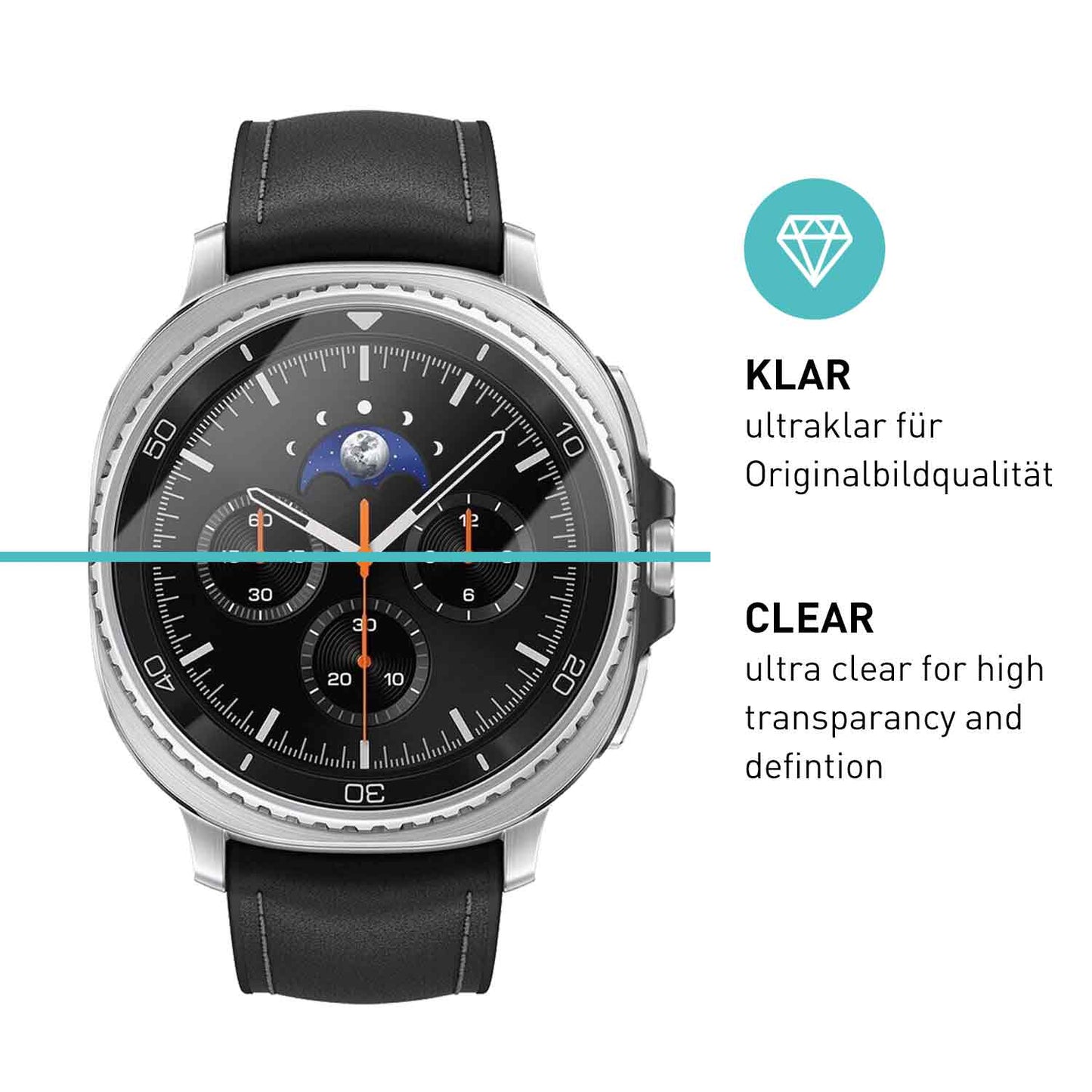 smartect Schutzglas Klar für Samsung Galaxy Watch 8 Classic 46mm, 3 Stück