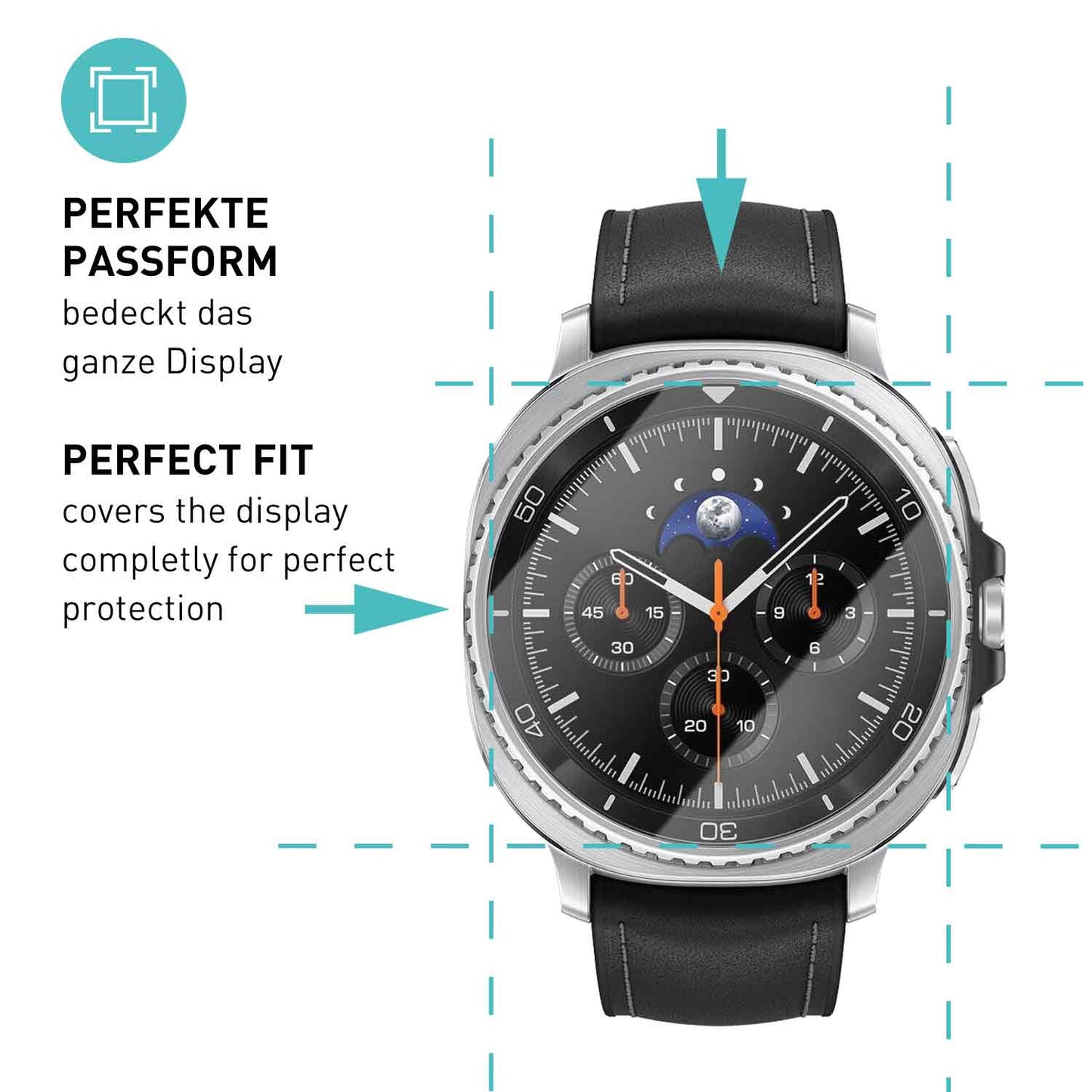 smartect Schutzglas Klar für Samsung Galaxy Watch 8 Classic 46mm, 3 Stück