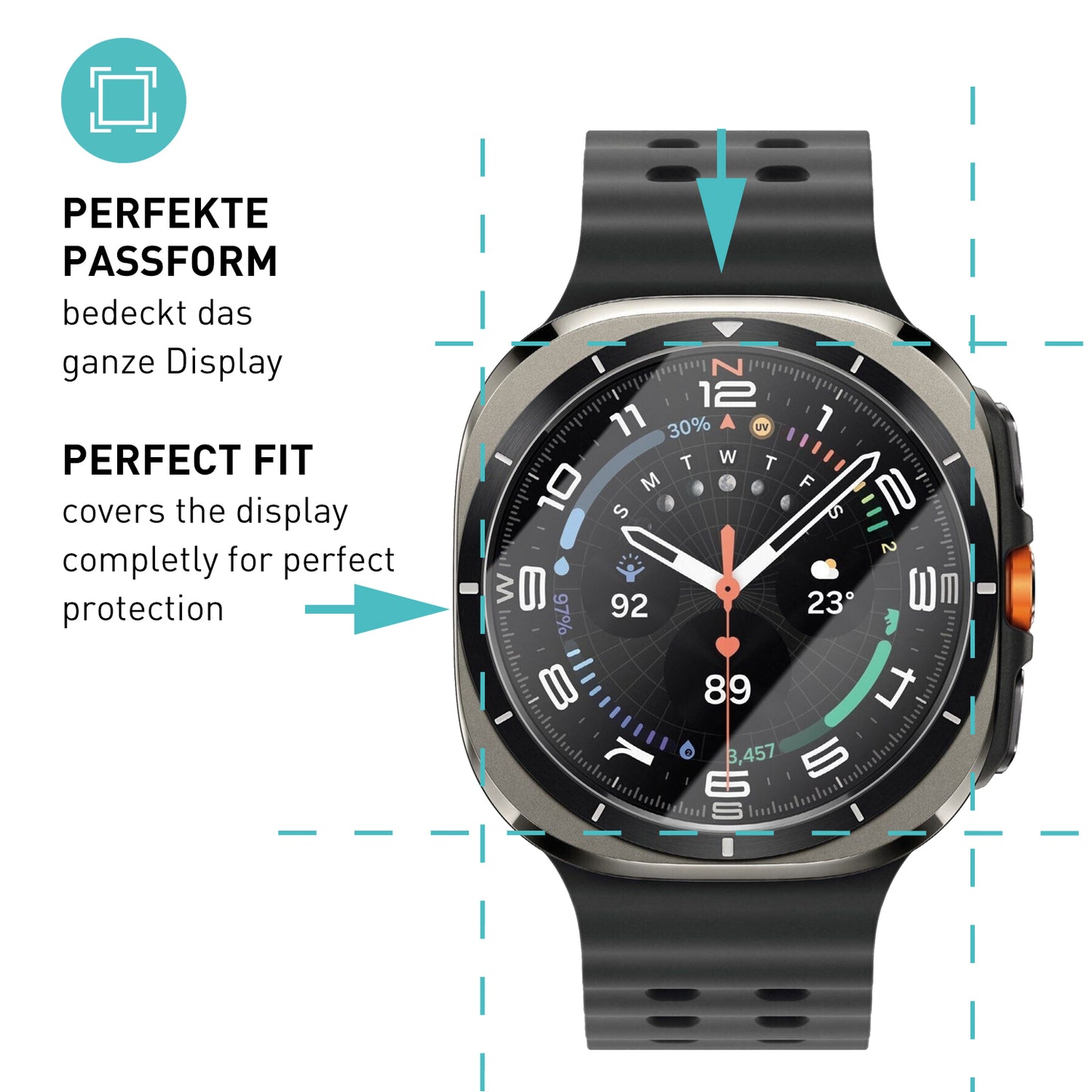 smartect Protective Glass Clear for Samsung Galaxy Watch Ultra 47mm, 3 pieces