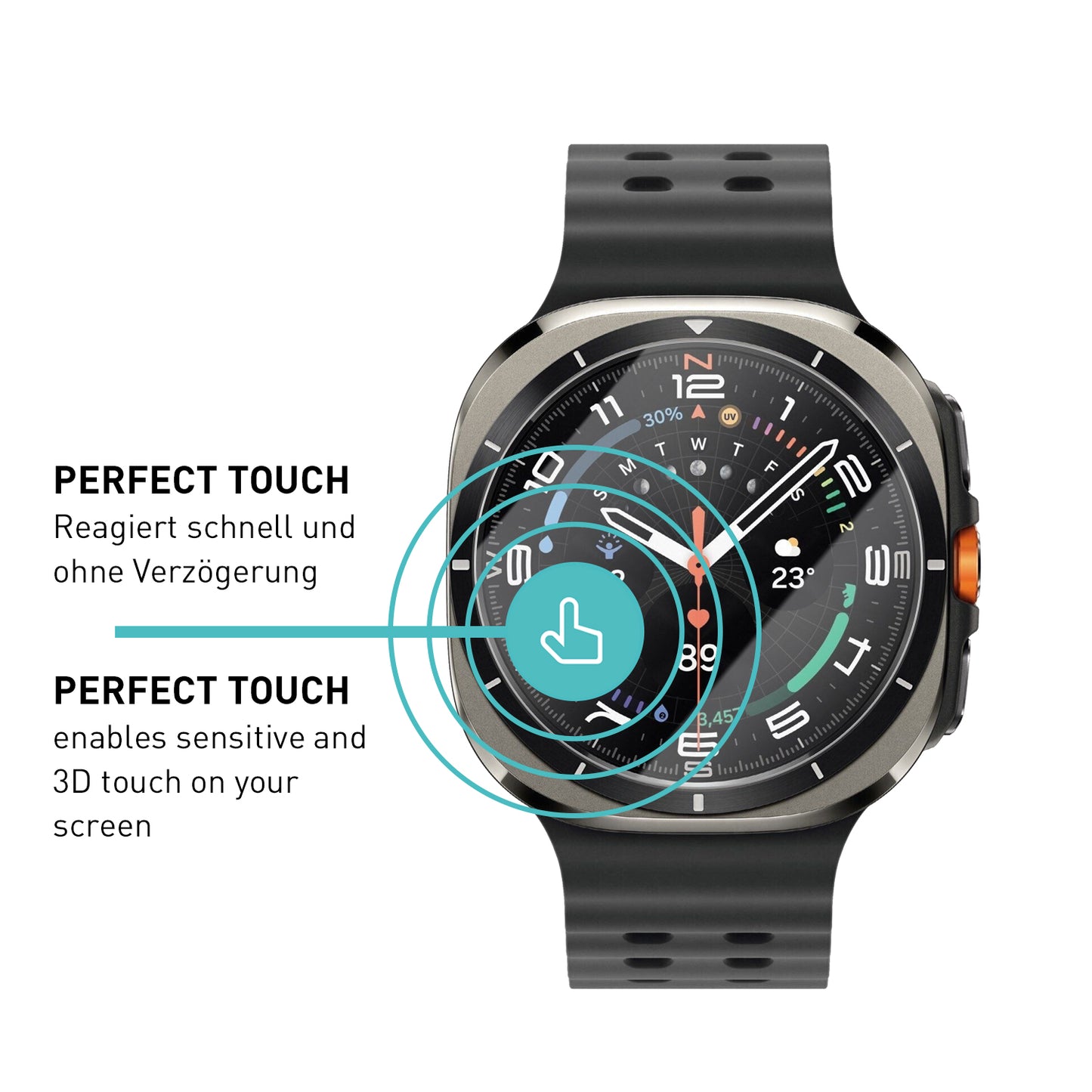 smartect Protective Glass Clear for Samsung Galaxy Watch Ultra 47mm, 3 pieces