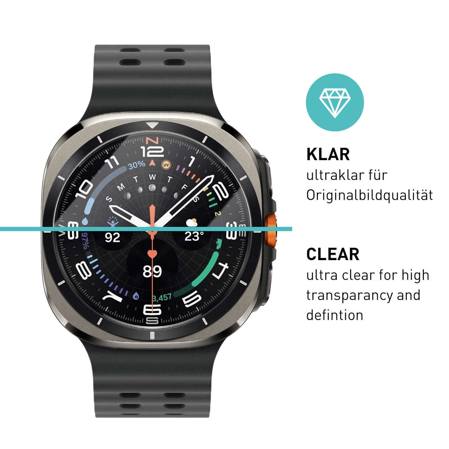 smartect Protective Glass Clear for Samsung Galaxy Watch Ultra 47mm, 3 pieces