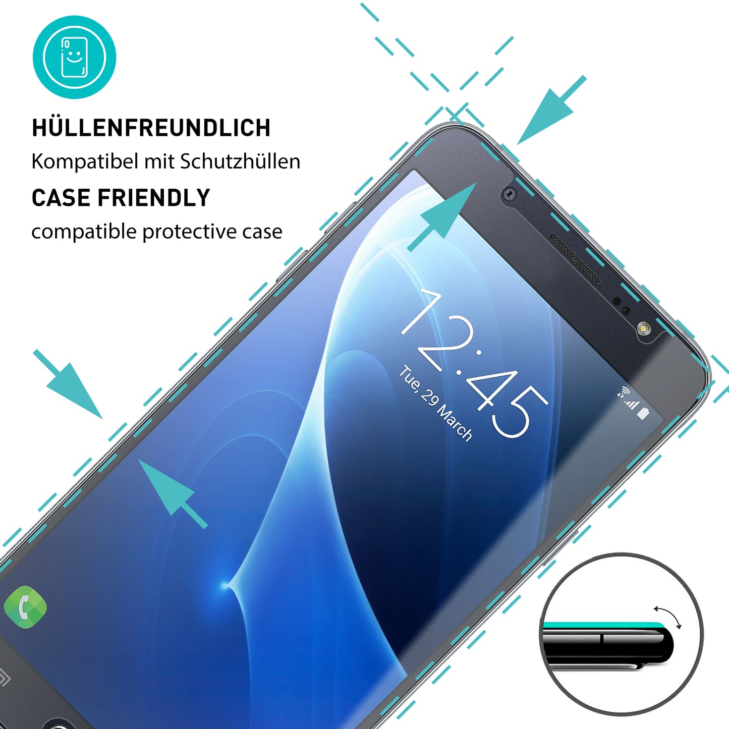 smartect Schutzglas Klar für Samsung Galaxy J5 2016, 3 Stück