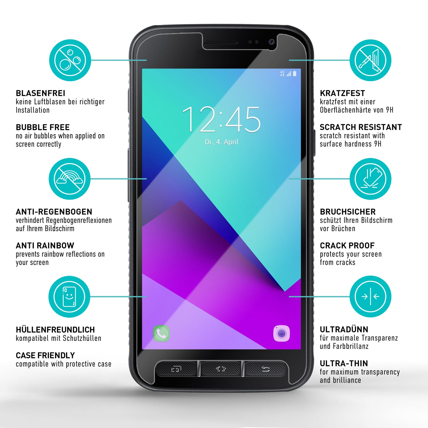 smartect protective glass clear for Samsung Galaxy Xcover 4s / 4, 3 pieces