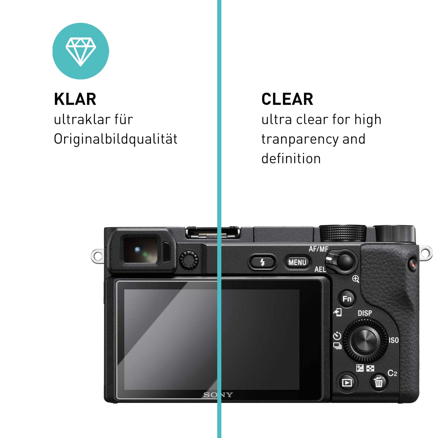 smartect protective glass clear for Sony Alpha 6400, 3 pieces