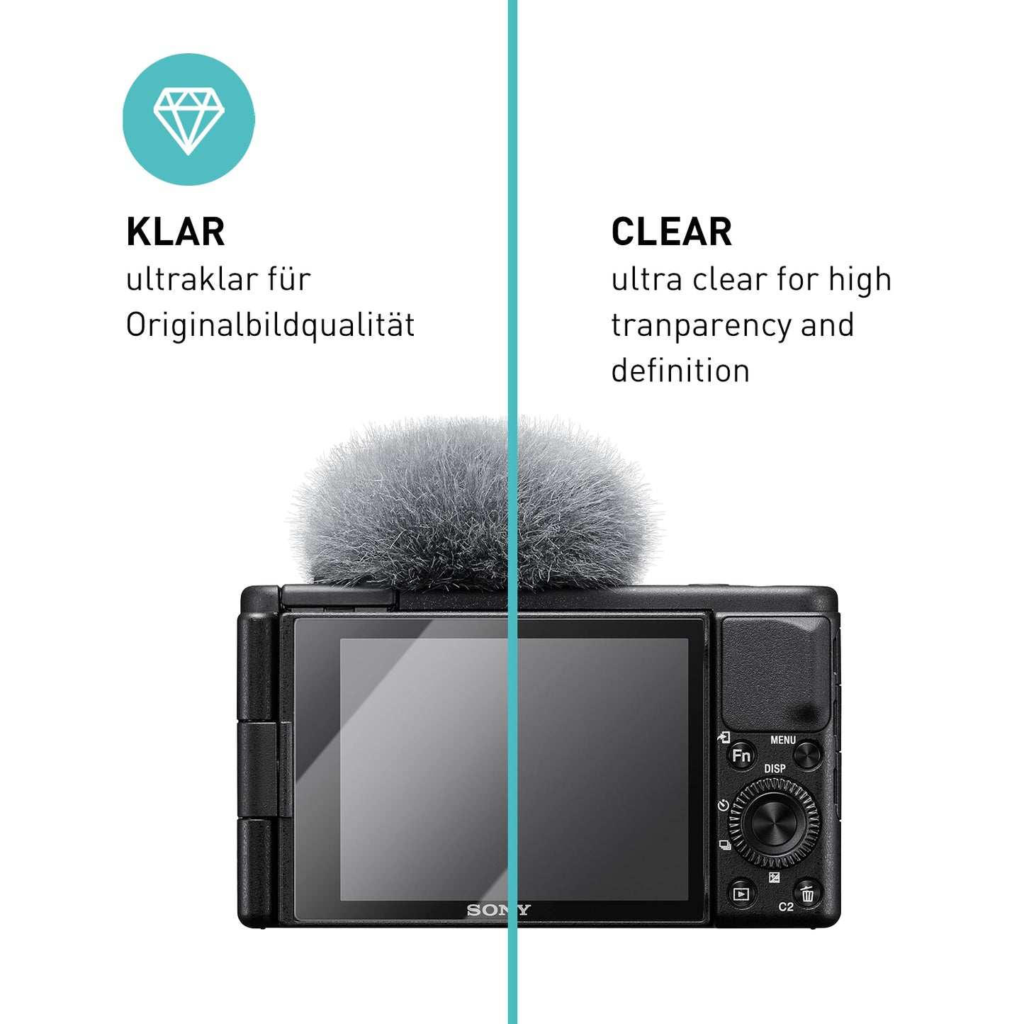 smartect Schutzglas Klar für Sony Alpha ZV-1, 3 Stück