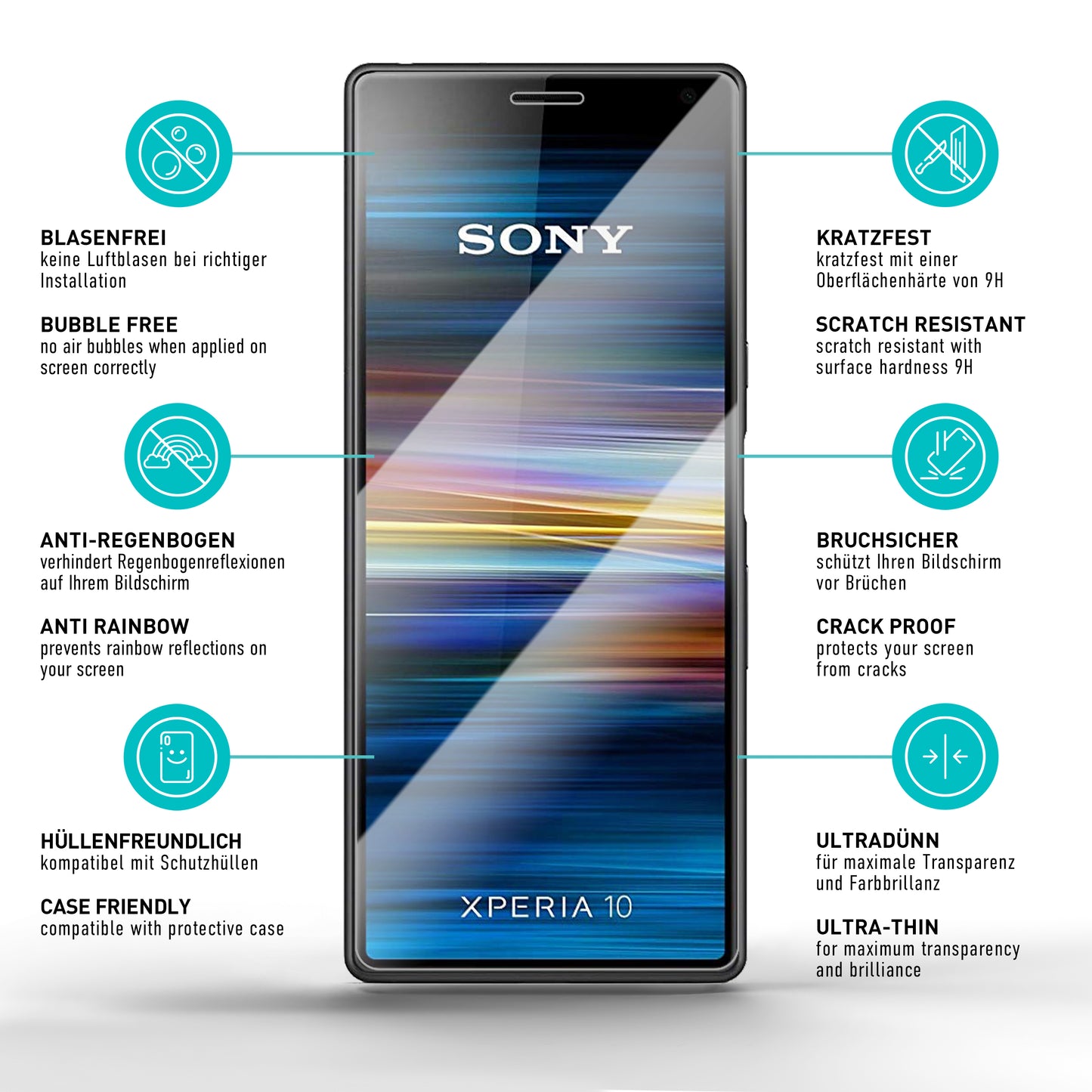 smartect protective glass clear for Sony Xperia 10, 3 pieces