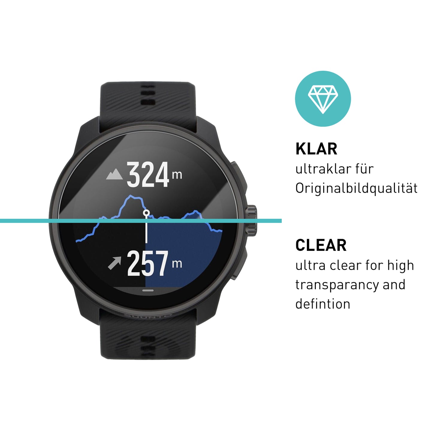 smartect Schutzglas Klar für Suunto Race S, 3 Stück