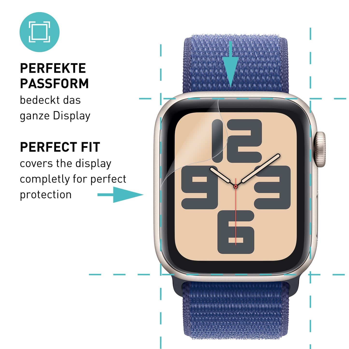 smartect TPU Screen Protector Clear for Apple Watch Series 6 / SE / 5 / 4 44mm, 3 x Front