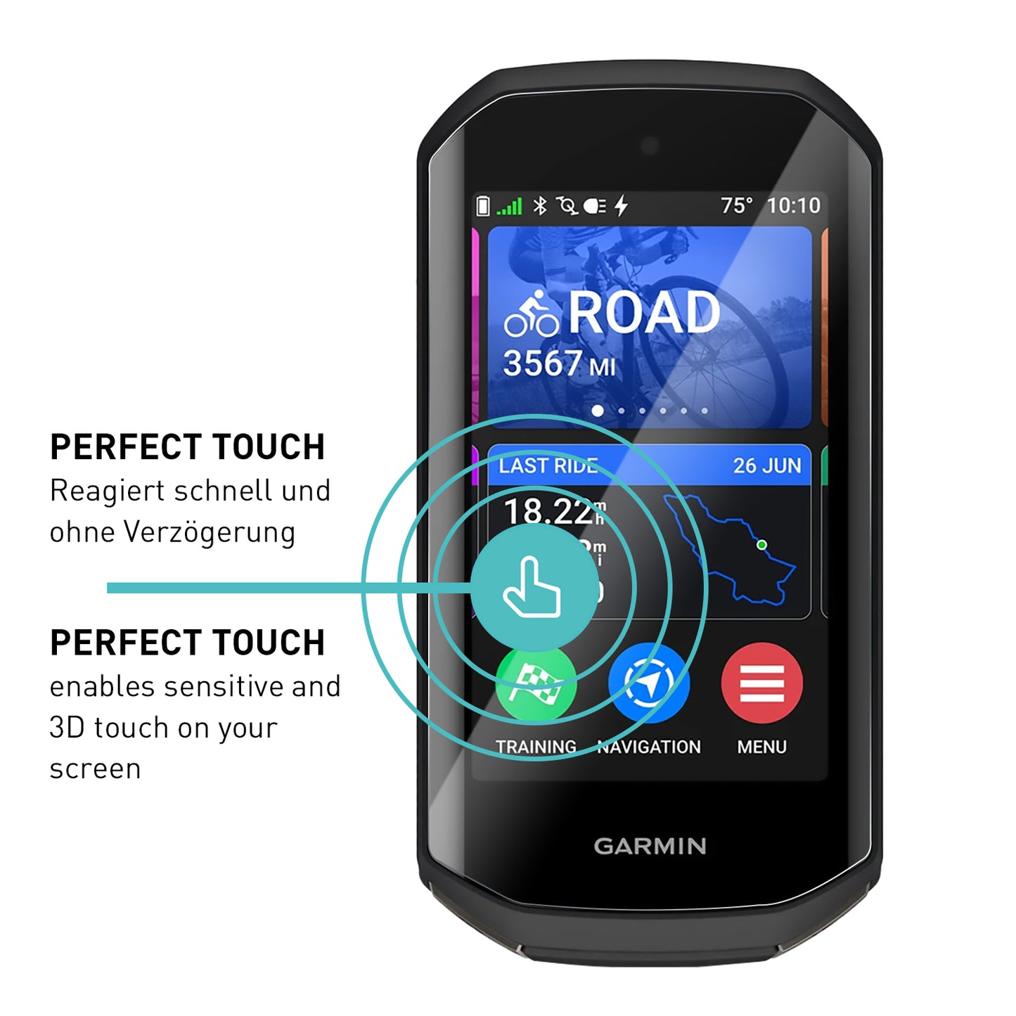 smartect TPU Schutzfolie Klar für Garmin Edge 1050, 3 x Front