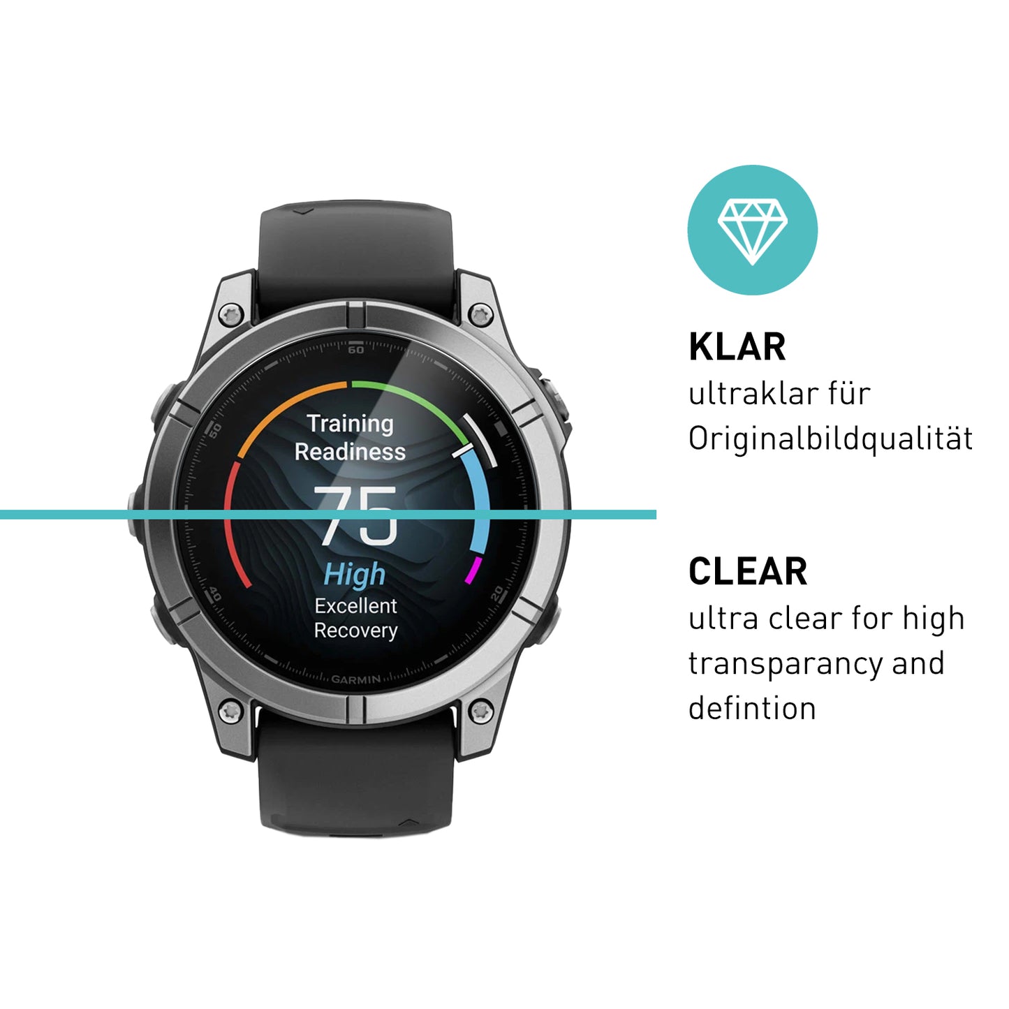 smartect TPU Screen Protector Clear for Garmin Fenix 8 47 mm, 3 x Front