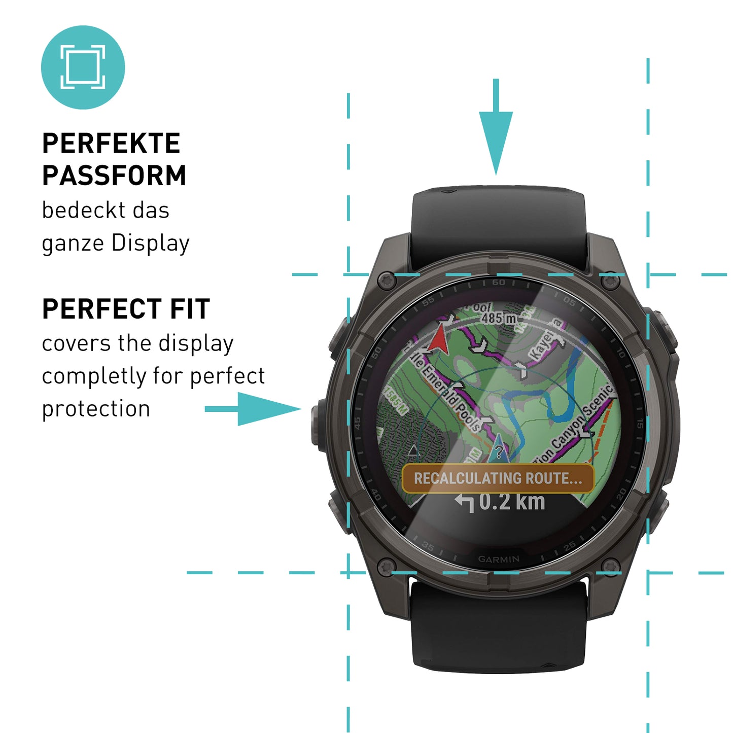 smartect TPU Schutzfolie Klar für Garmin Fenix 8 Solar 51 mm / Fenix 8 Amoled 51 mm, 3 x Front