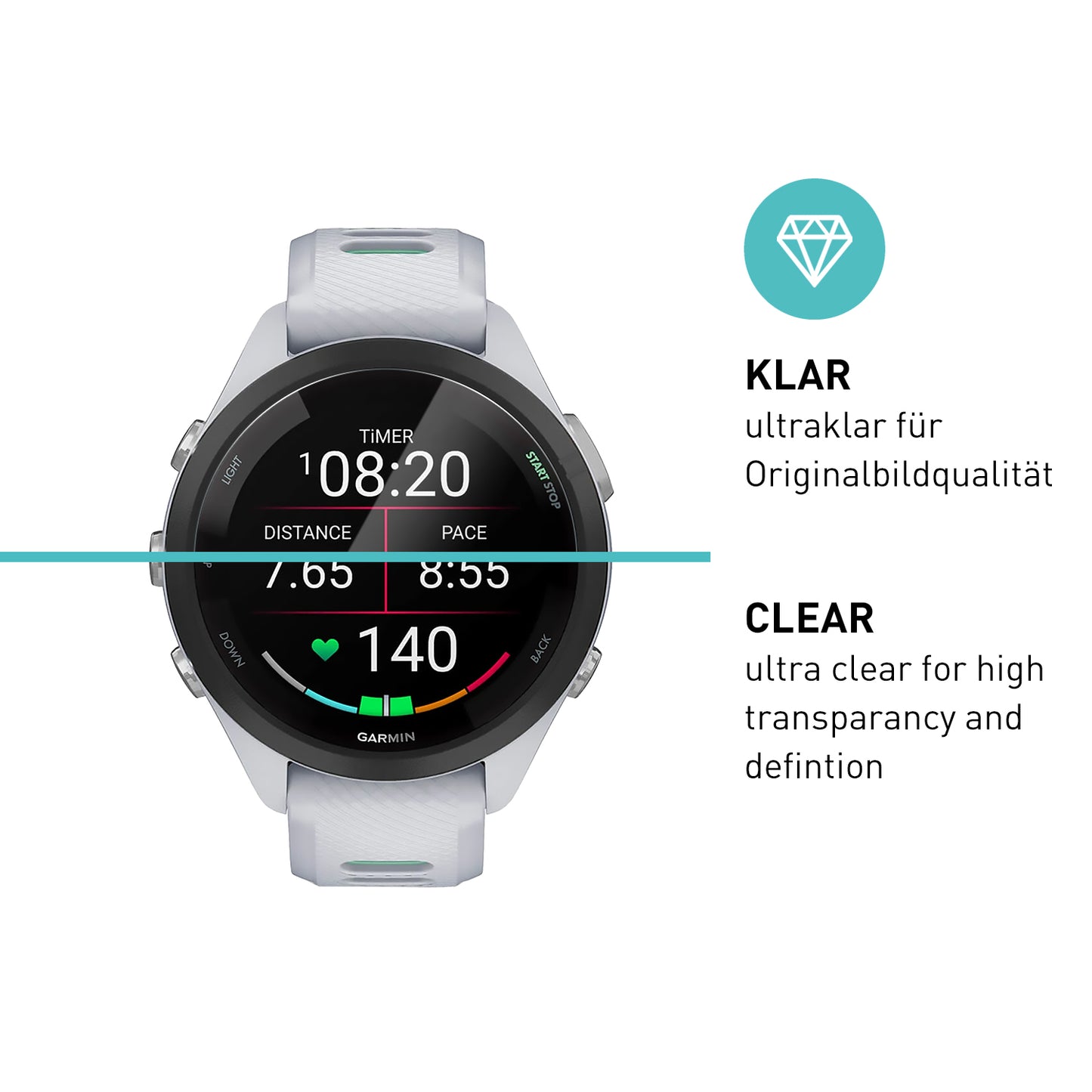 smartect TPU Schutzfolie Klar für Garmin Forerunner 265s, 3 x Front