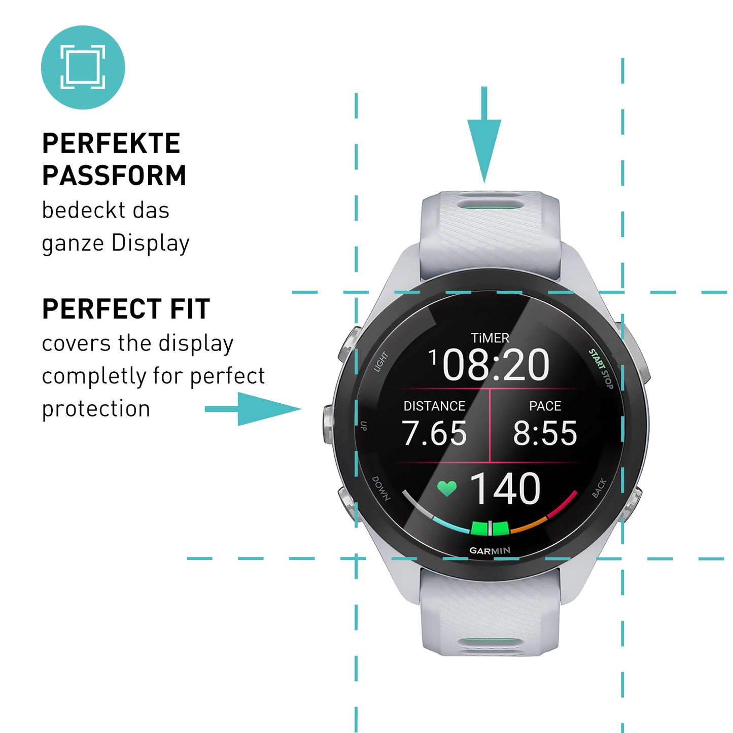 smartect TPU Schutzfolie Klar für Garmin Forerunner 265s, 3 x Front