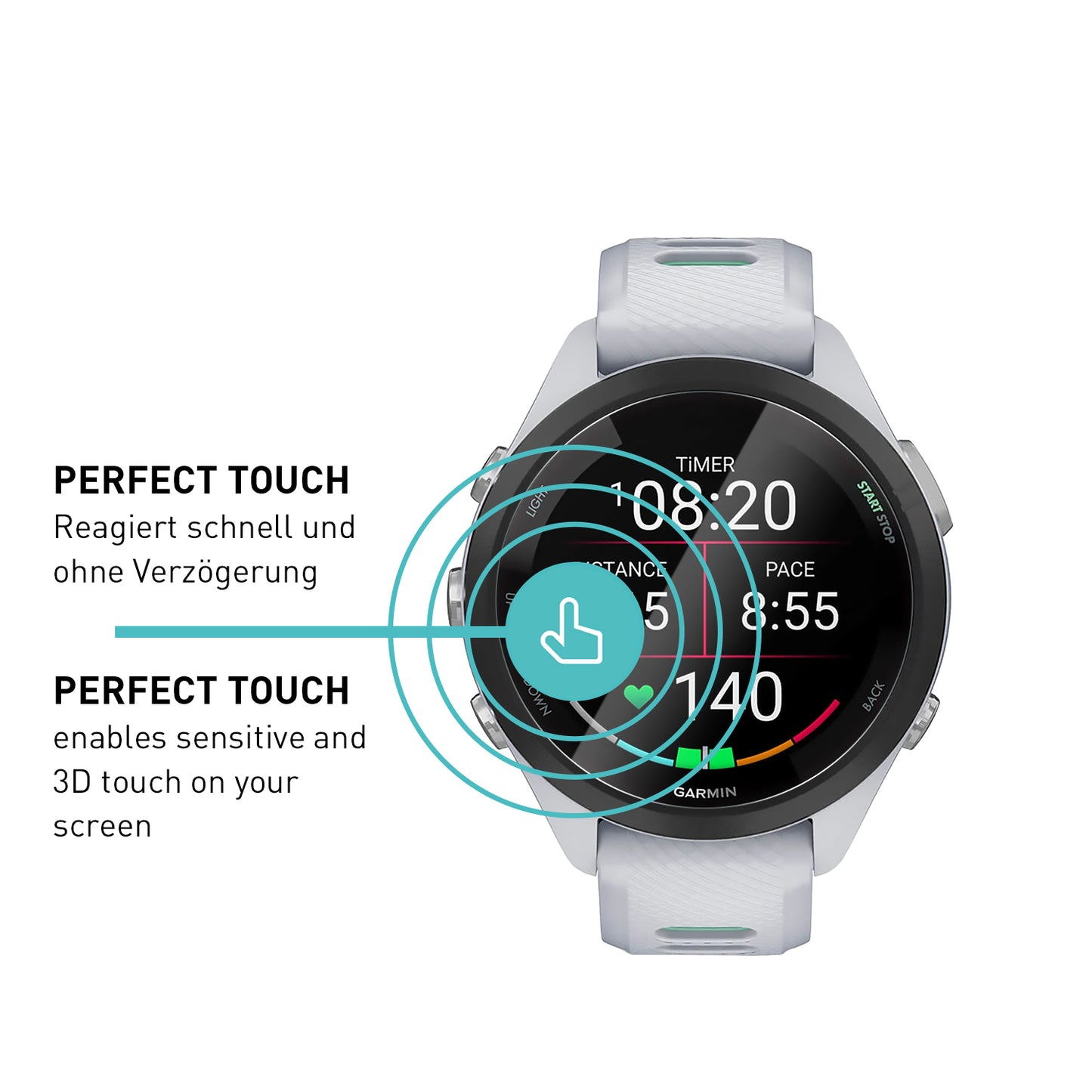 smartect TPU Schutzfolie Klar für Garmin Forerunner 265s, 3 x Front