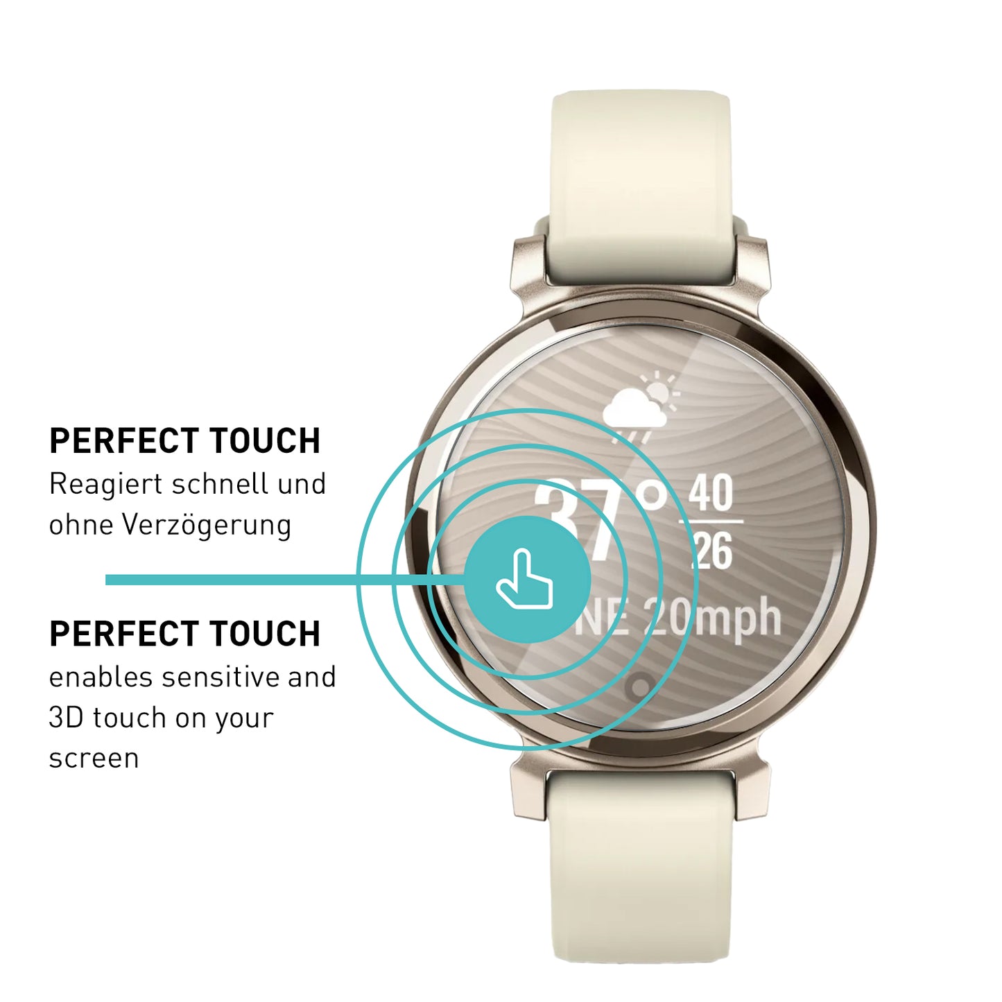 smartect TPU Schutzfolie Klar für Garmin Lily 2, 3 x Front