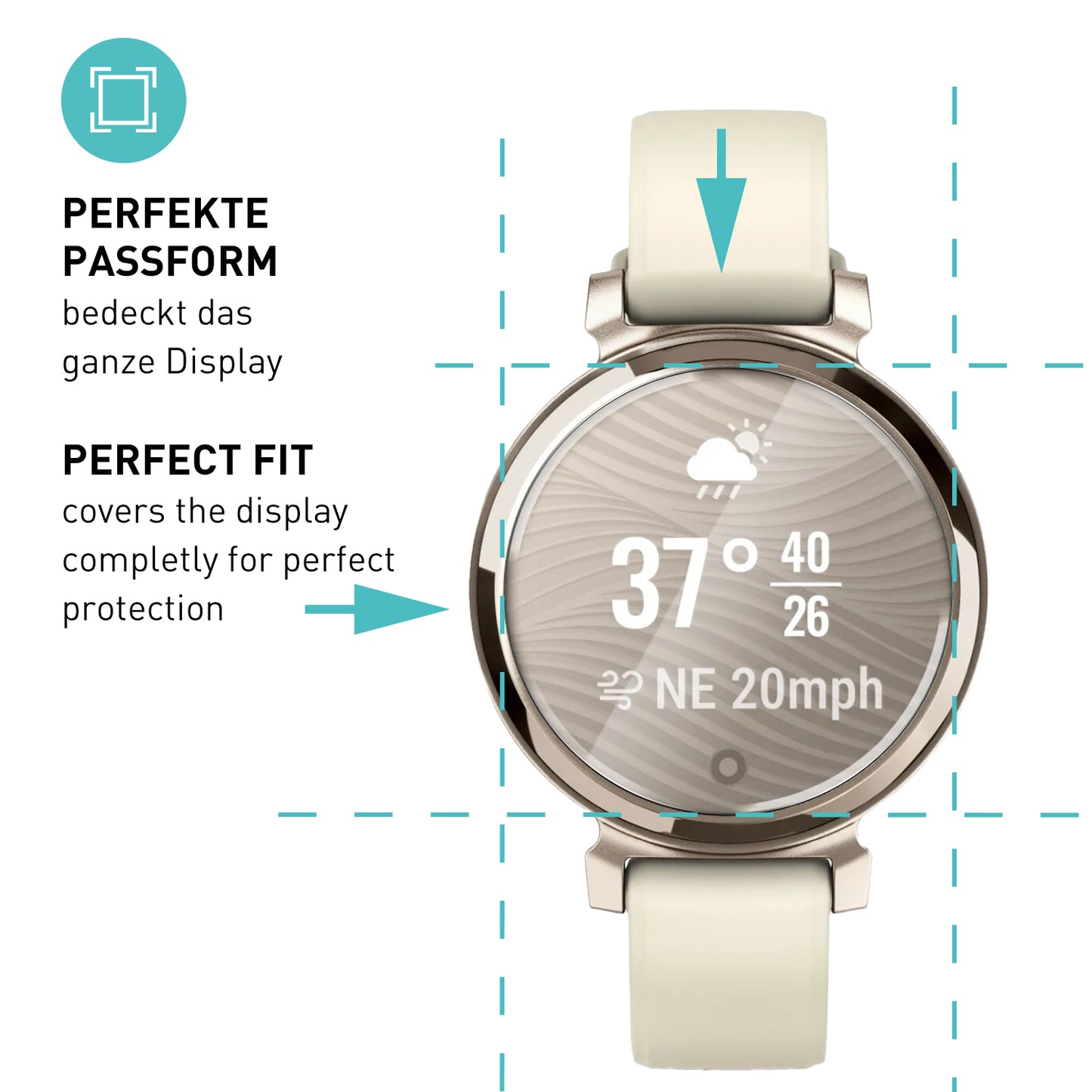 smartect TPU Schutzfolie Klar für Garmin Lily 2, 3 x Front