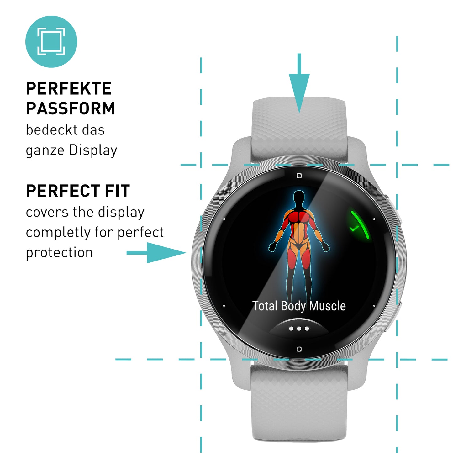 smartect TPU Schutzfolie Klar für Garmin Venu 2, 3 x Front