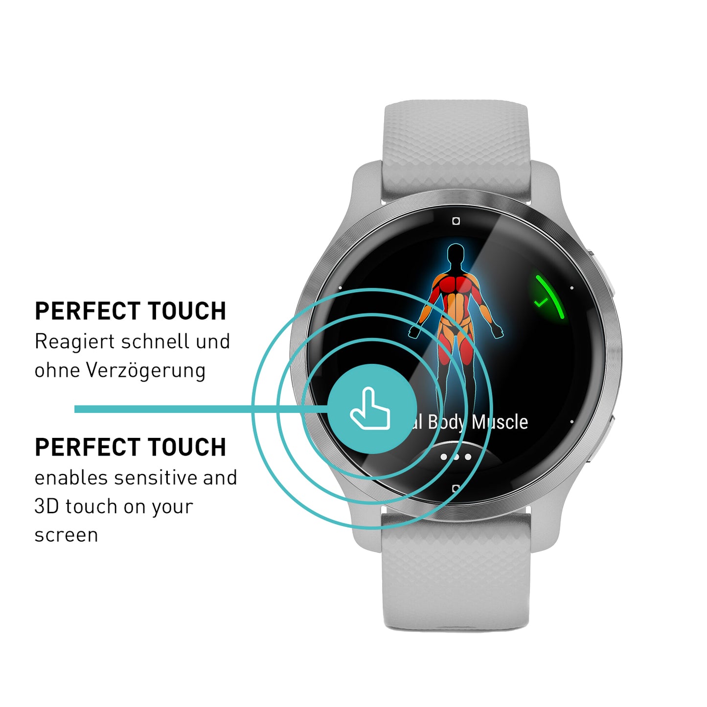 smartect TPU Schutzfolie Klar für Garmin Venu 2, 3 x Front