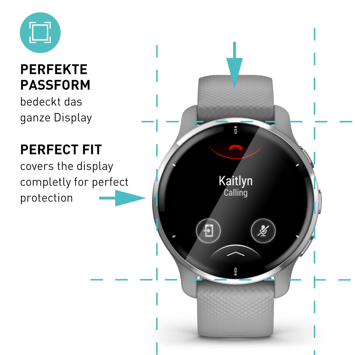 smartect TPU Schutzfolie Klar für Garmin Venu 2 Plus, 3 x Front