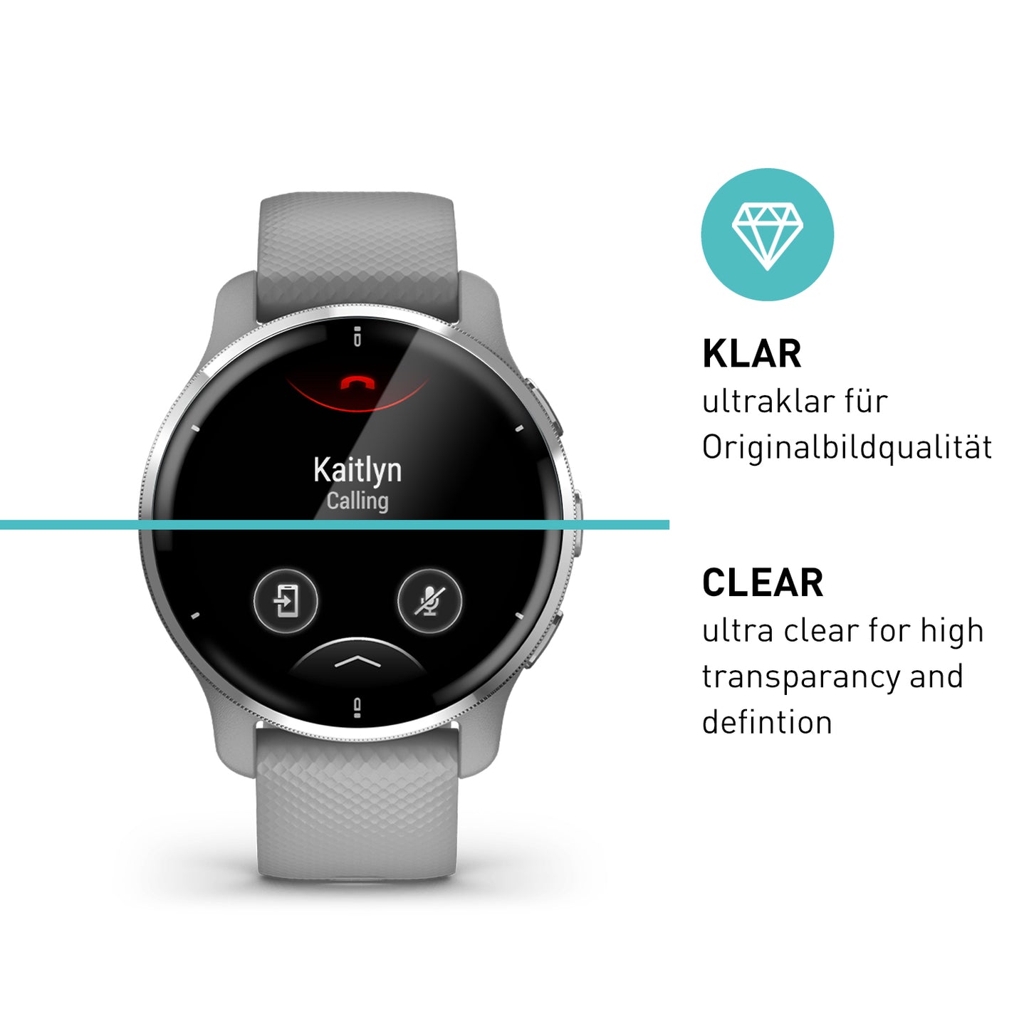 smartect TPU Schutzfolie Klar für Garmin Venu 2 Plus, 3 x Front