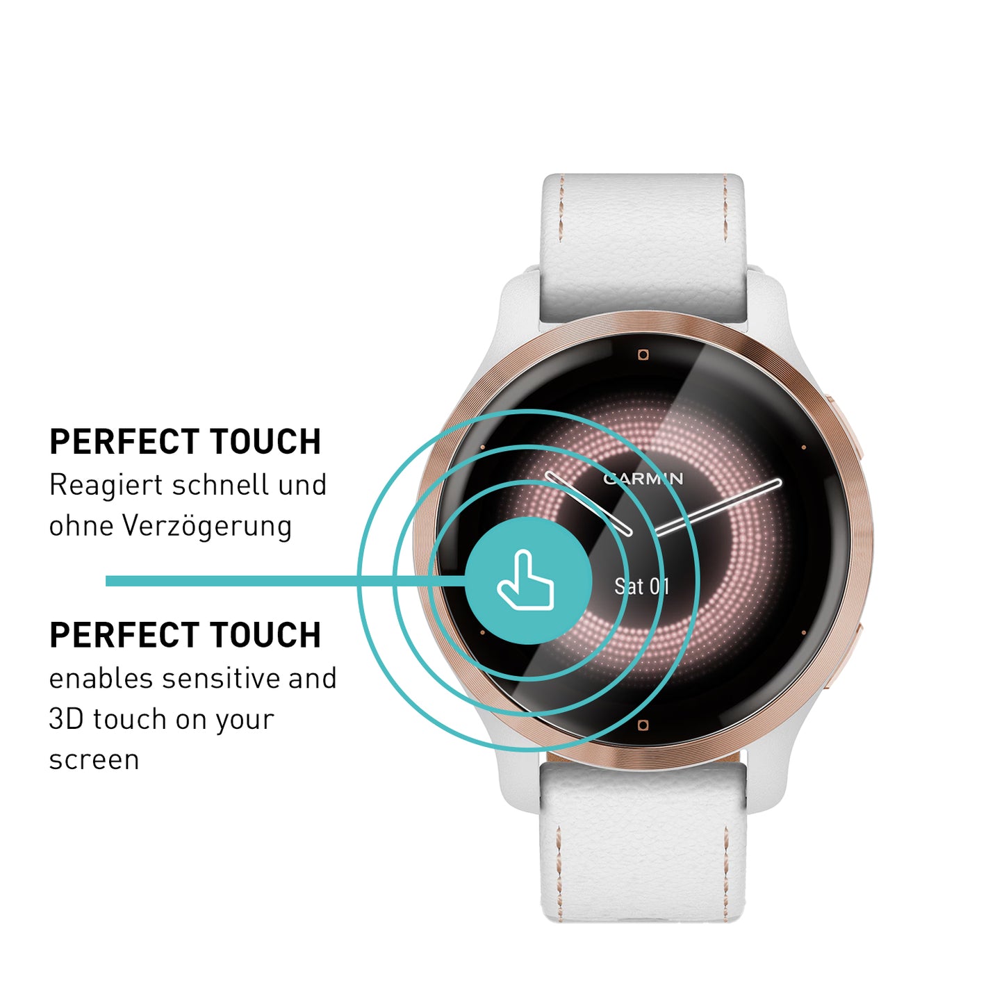smartect TPU Schutzfolie Klar für Garmin Venu 2S, 3 x Front