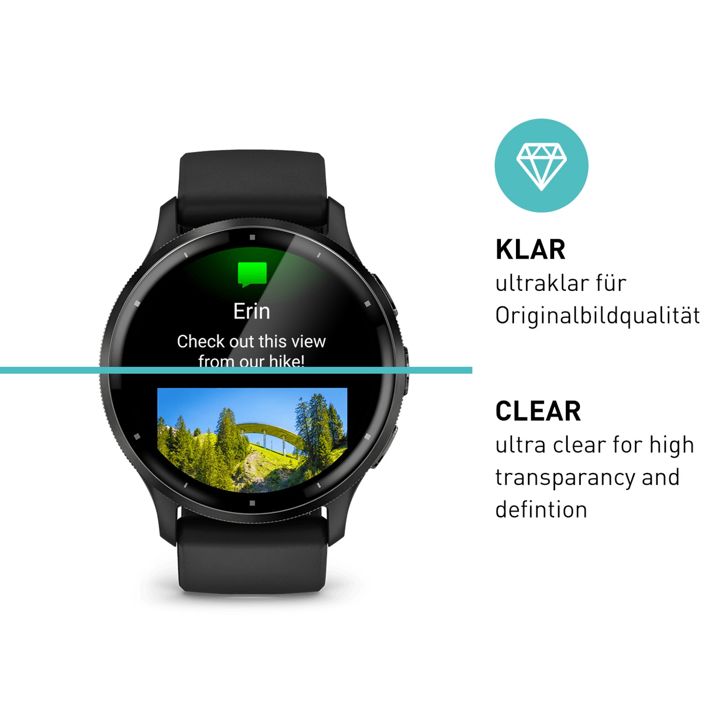 smartect TPU Schutzfolie Klar für Garmin Venu 3, 3 x Front
