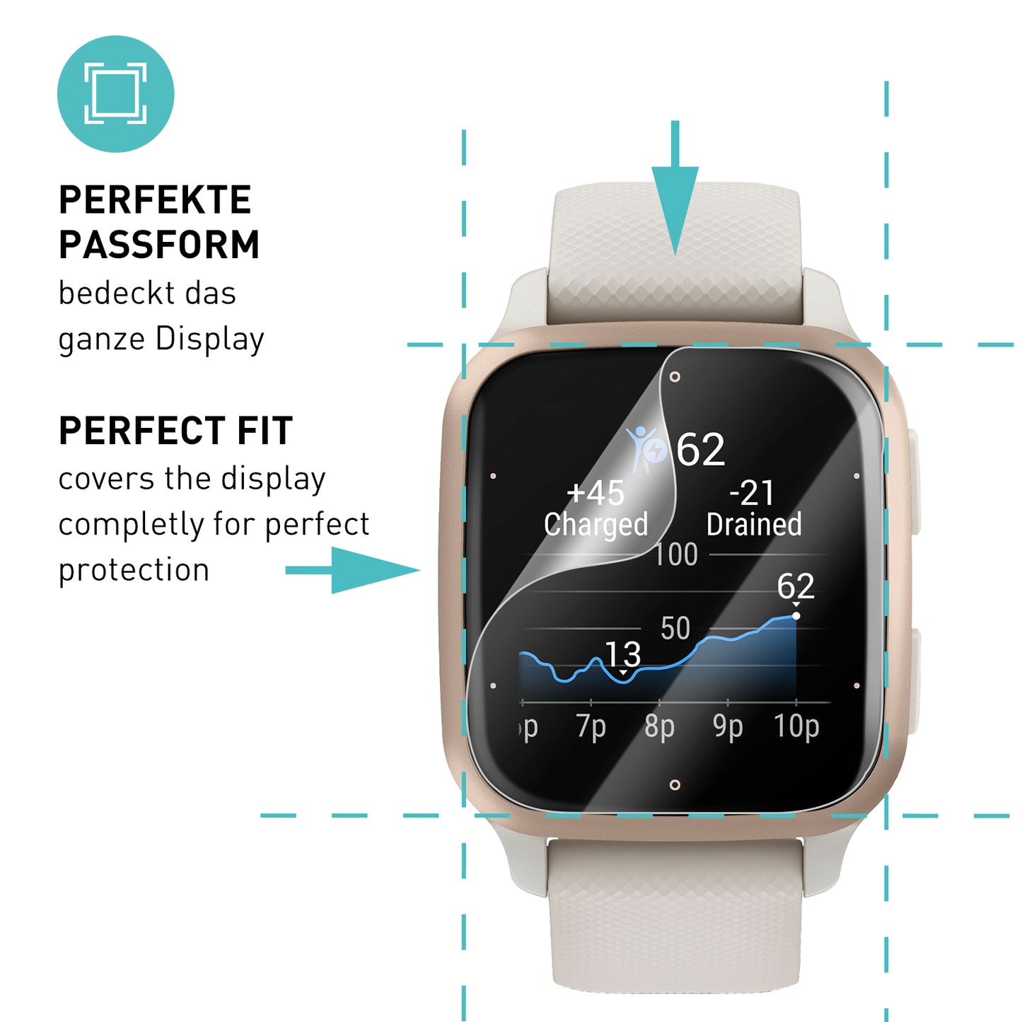 smartect TPU Screen Protector Clear for Garmin Venu Sq 2 / Sq 2 Music, 3 x Front