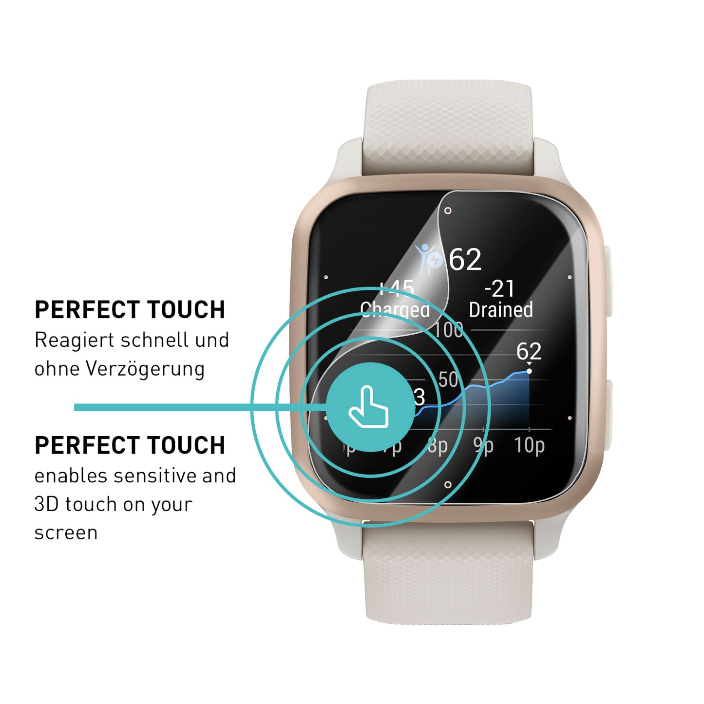 smartect TPU Screen Protector Clear for Garmin Venu Sq 2 / Sq 2 Music, 3 x Front
