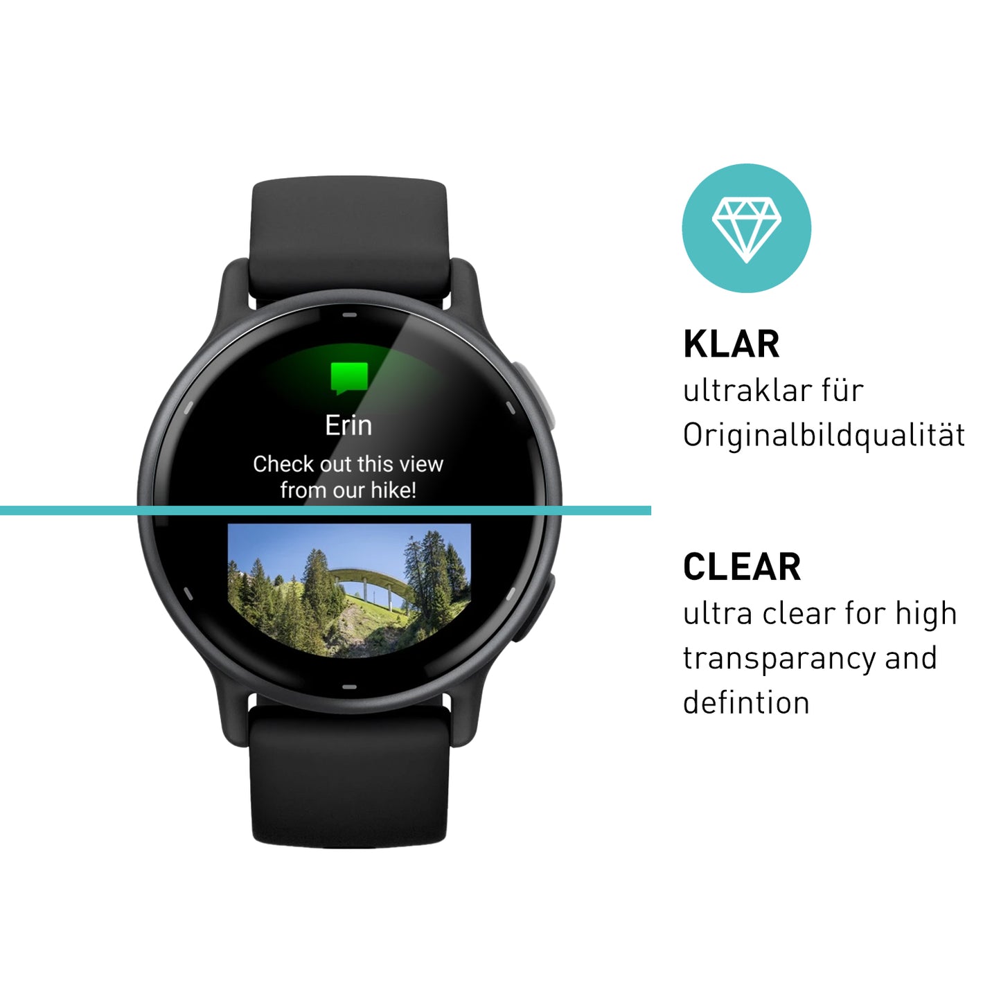 smartect TPU Schutzfolie Klar für Garmin Vivoactive 5, 3 x Front