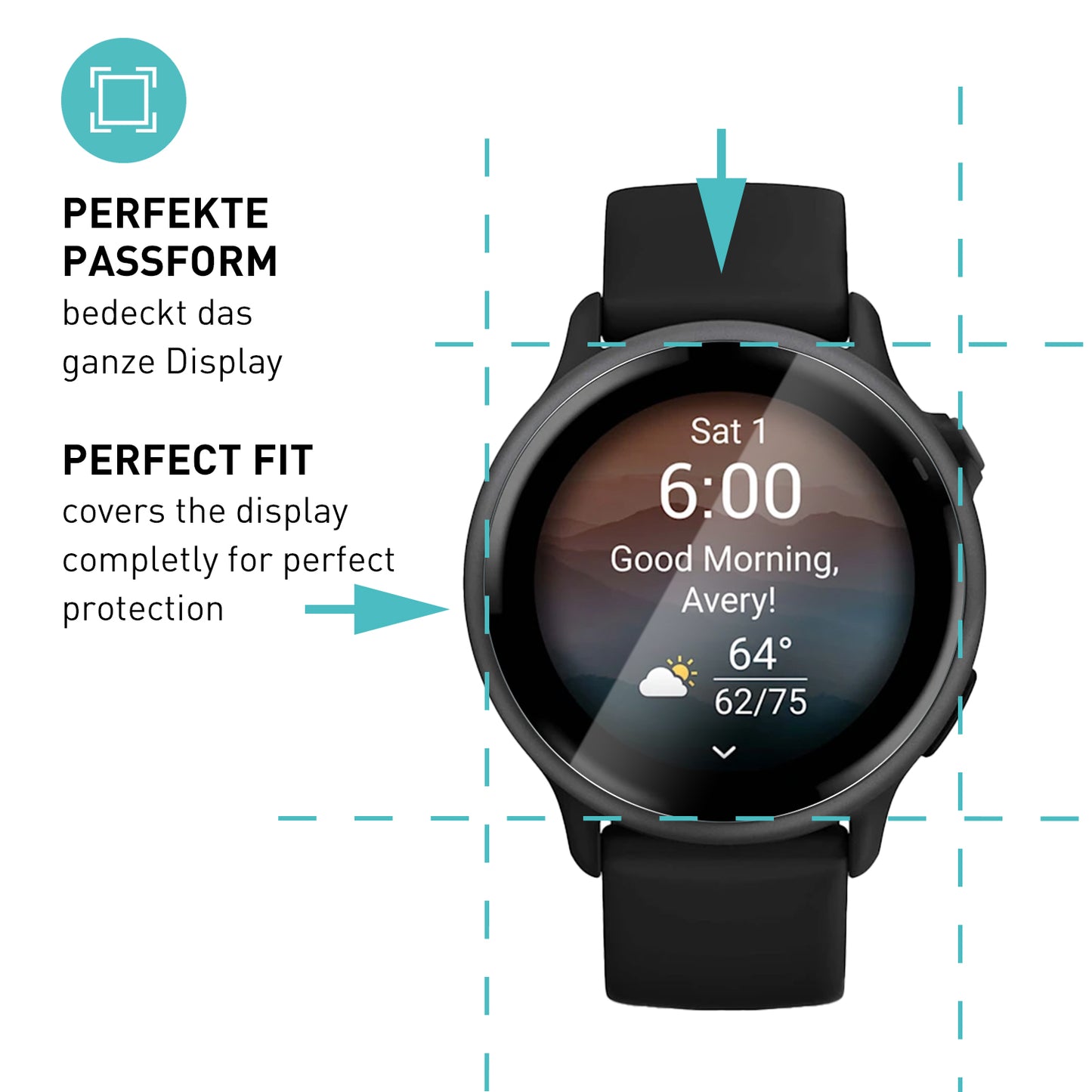 smartect TPU Schutzfolie Klar für Garmin Vivoactive 6, 3 x Front