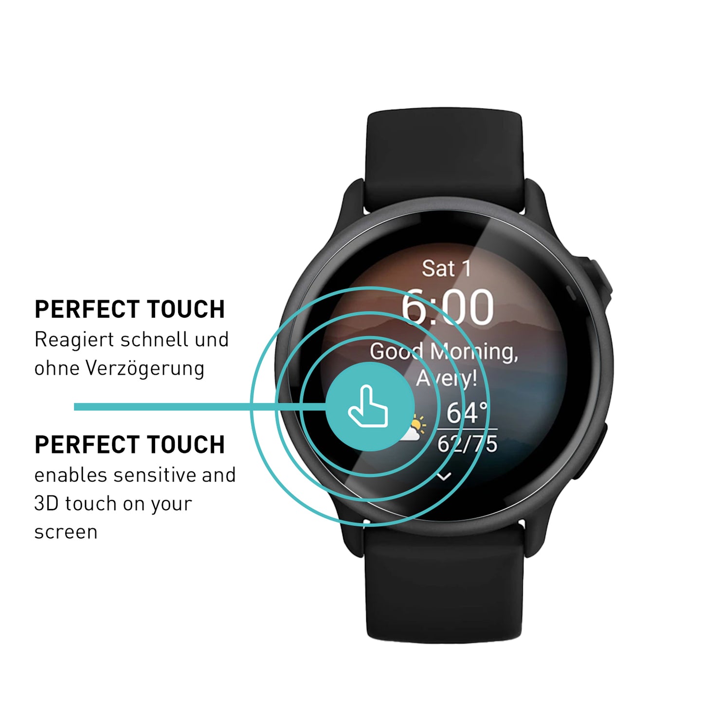 smartect TPU Schutzfolie Klar für Garmin Vivoactive 6, 3 x Front