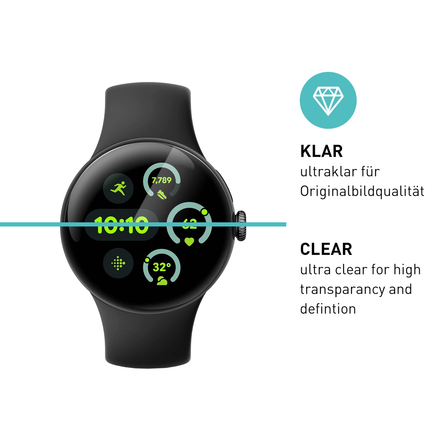 smartect TPU Schutzfolie Klar für Google Pixel Watch 3 / 2 / 1 41 mm, 3 x Front