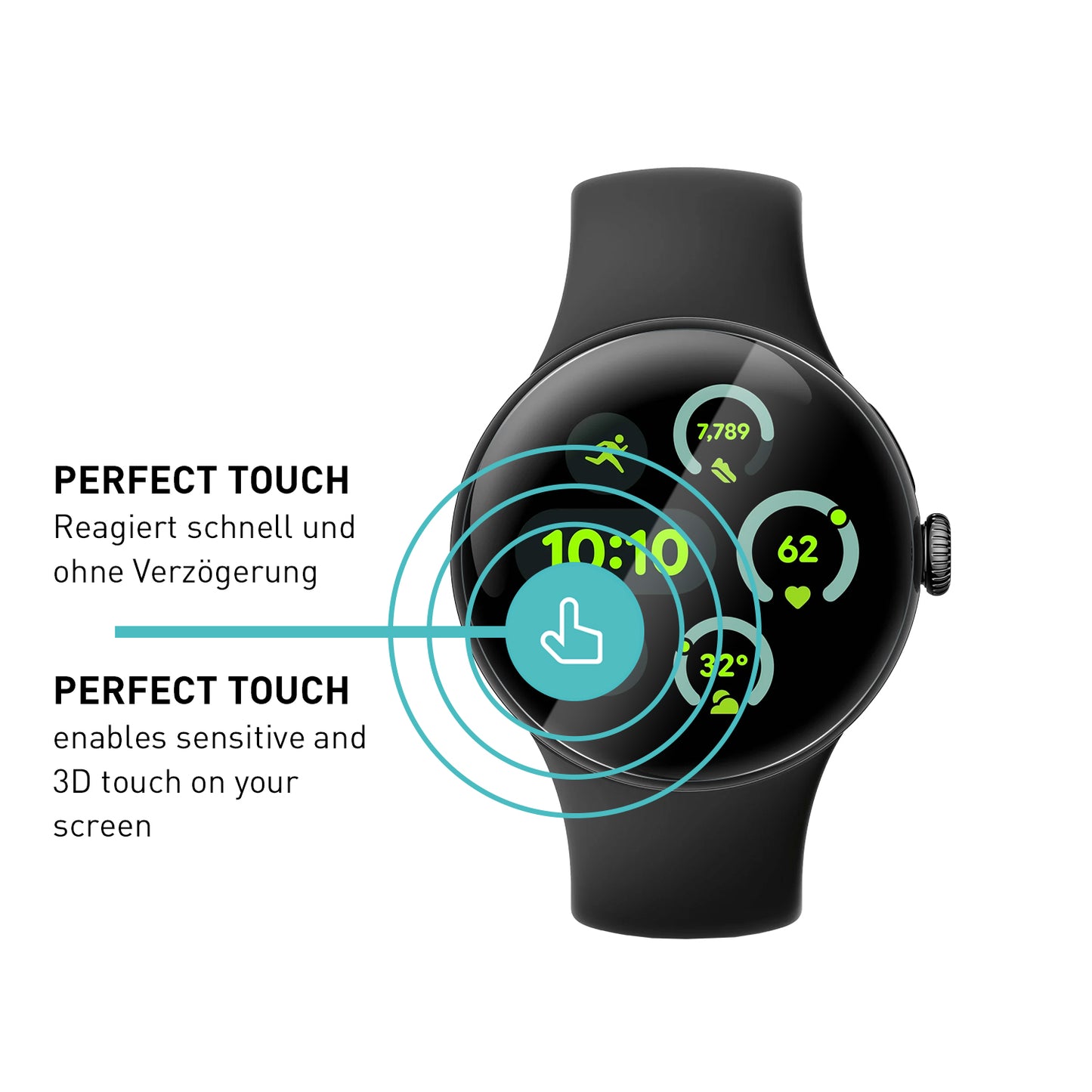 smartect TPU Schutzfolie Klar für Google Pixel Watch 3 / 2 / 1 41 mm, 3 x Front
