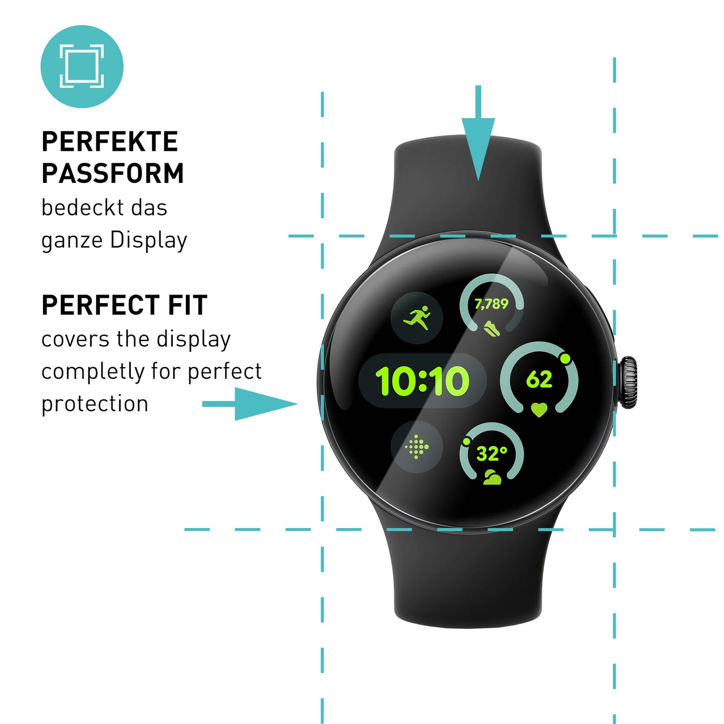 smartect TPU Schutzfolie Klar für Google Pixel Watch 3 / 2 / 1 41 mm, 3 x Front